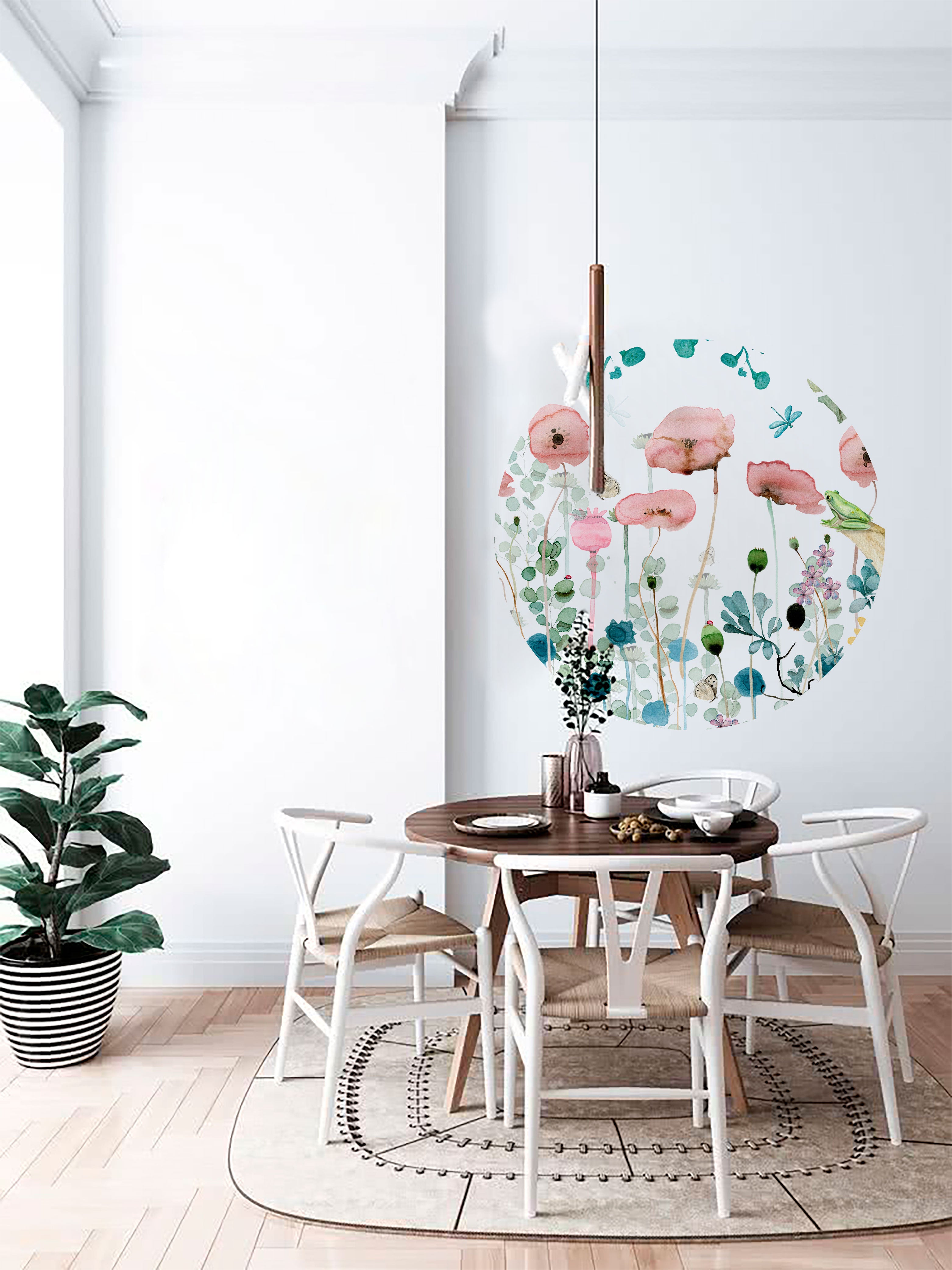 Vinilo Adhesivo Circular Floral – Vinilo Decorativo de Pared Personalizable
