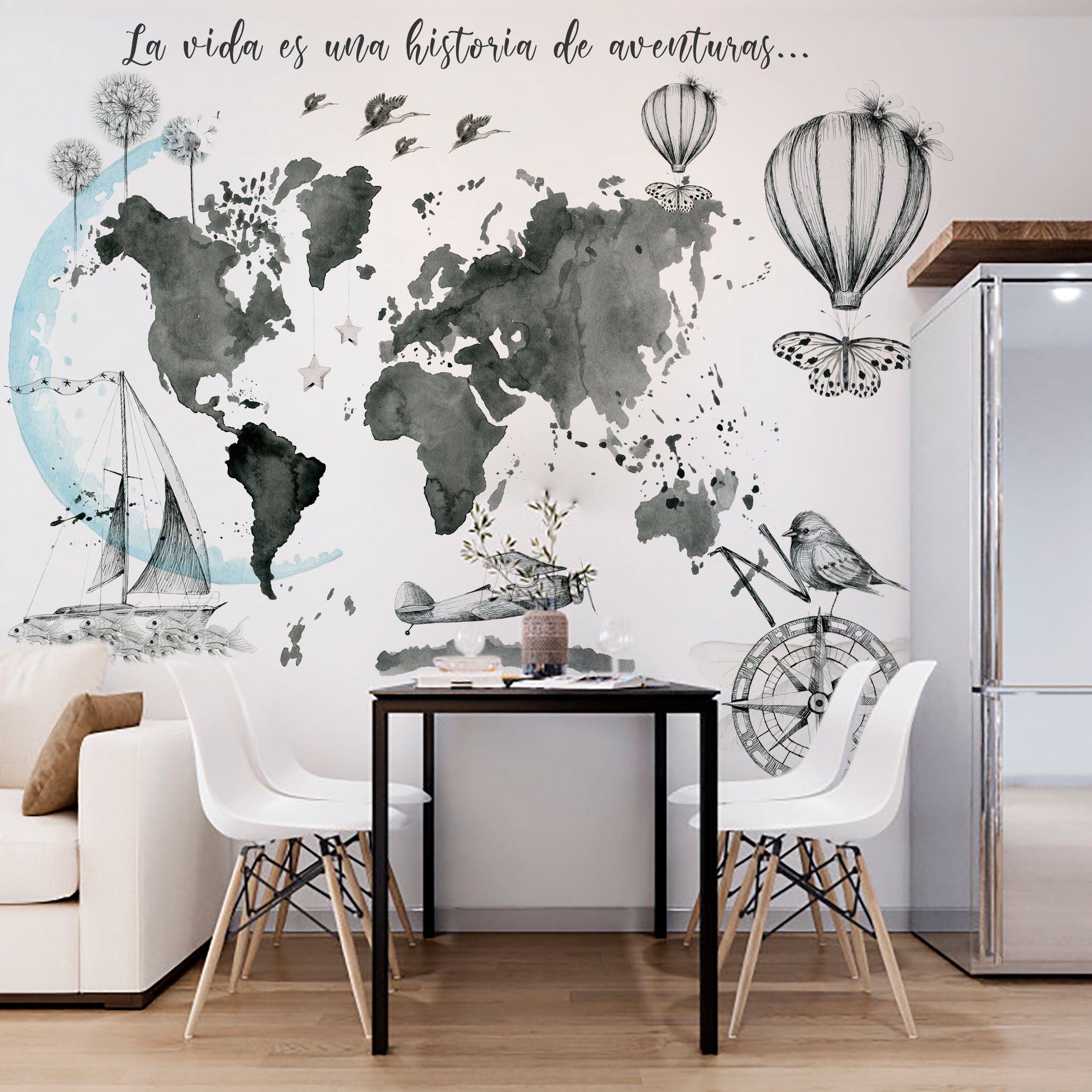 Mural de papel pintado - Mapa Mundi Imagine