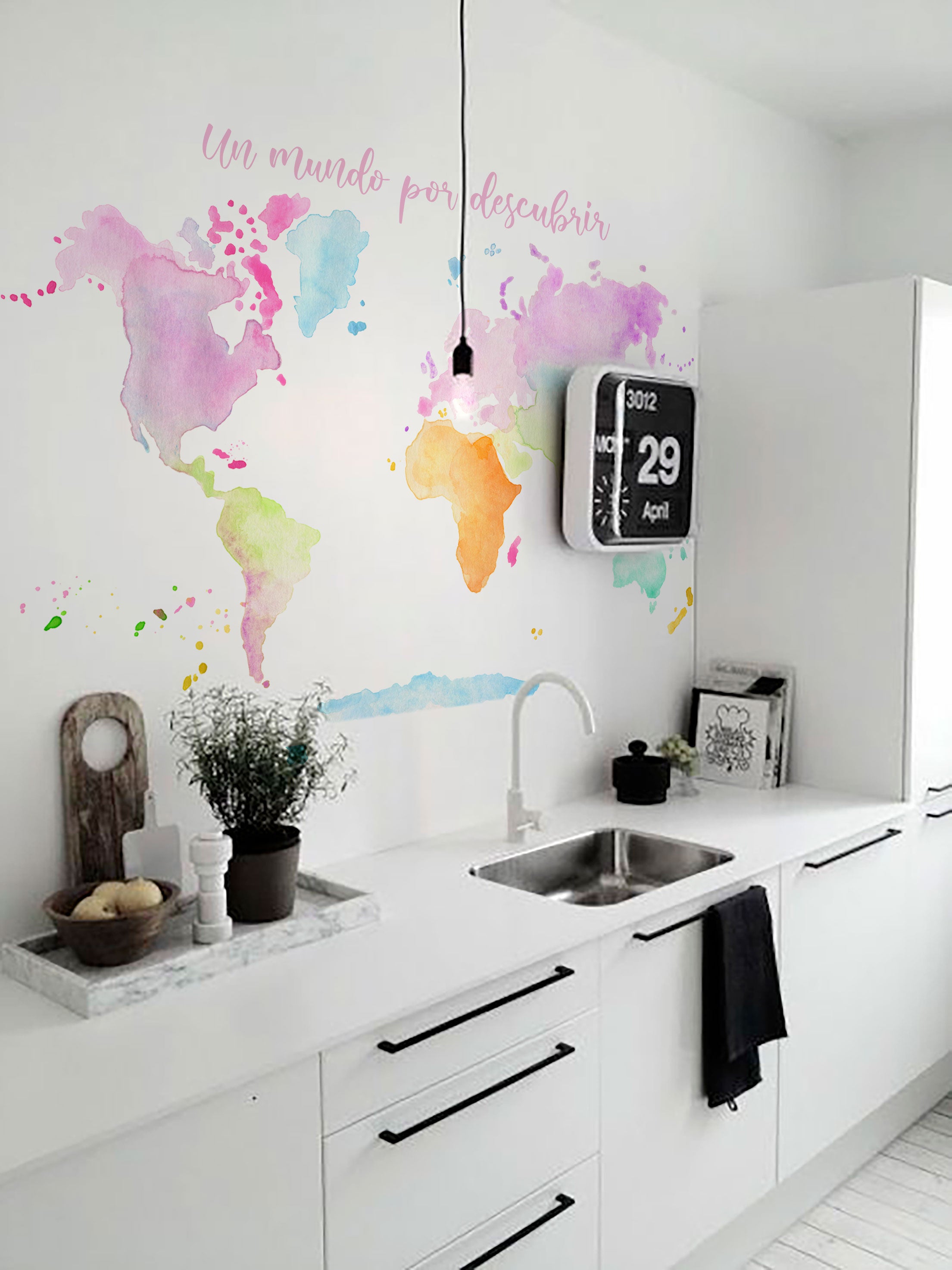 Mural de papel pintado - Mapa Mundi Colors III
