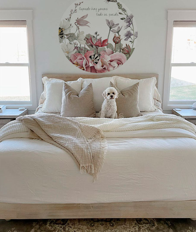 Vinilo Adhesivo Circular Flores silvestres – Vinilo Decorativo de Pared Personalizable