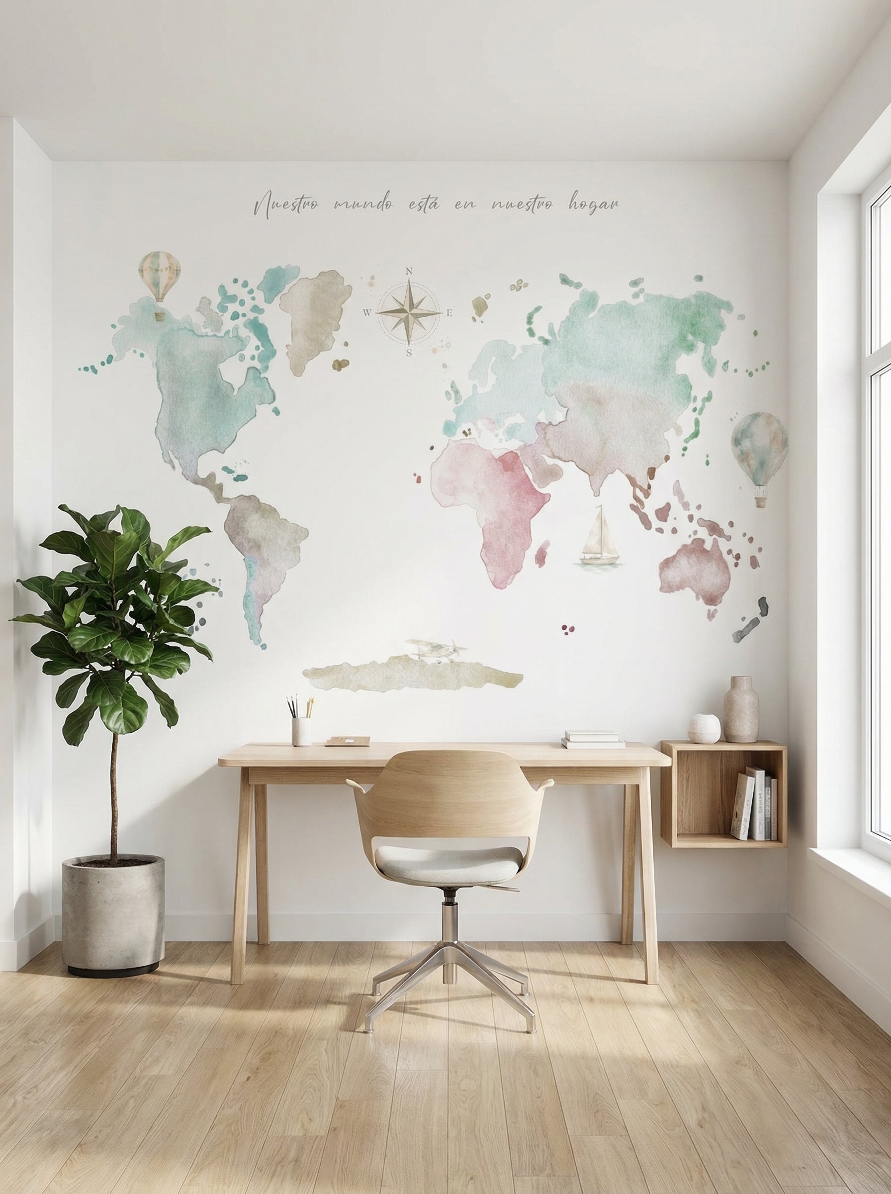 Mural de papel pintado - Mapa Mundi Colors II