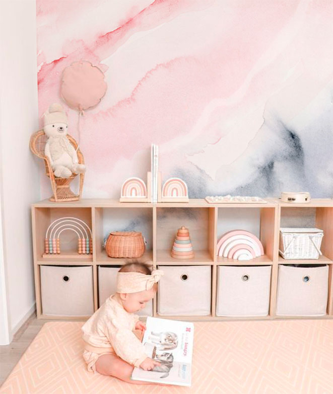 Mural de papel pintado - Abstracto III Color rosa y gris