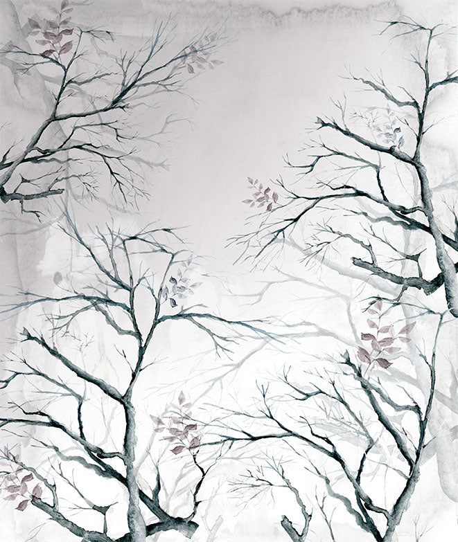 Mural de papel pintado - Árboles gris