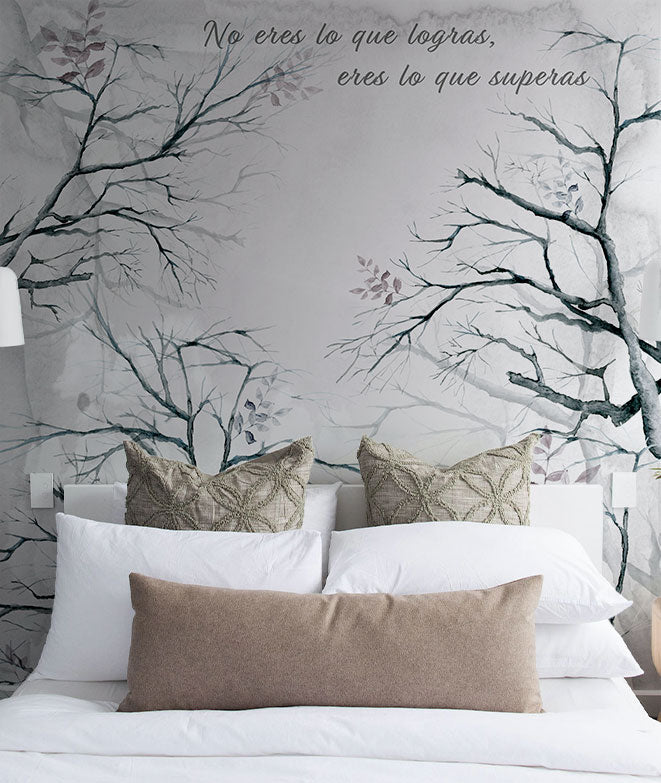 Mural de papel pintado - Árboles gris