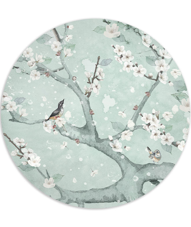 Vinilo Adhesivo Circular Almendro en flor II – Vinilo Decorativo de Pared Personalizable