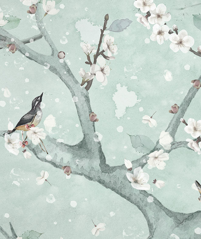 Vinilo Adhesivo Circular Almendro en flor II – Vinilo Decorativo de Pared Personalizable