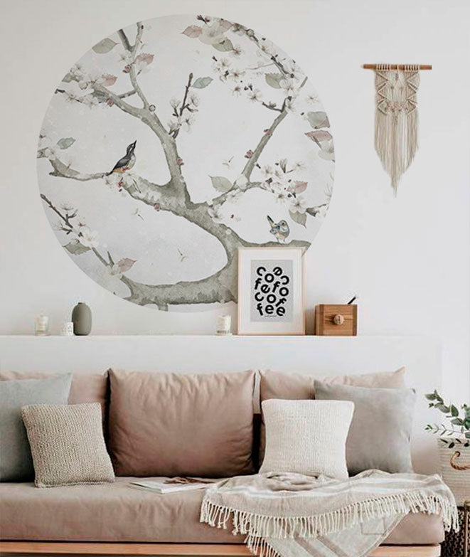 Vinilo Adhesivo Circular Almendro en flor III – Vinilo Decorativo de Pared Personalizable