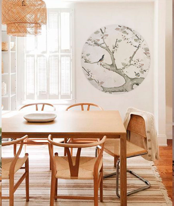 Vinilo Adhesivo Circular Almendro en flor III – Vinilo Decorativo de Pared Personalizable
