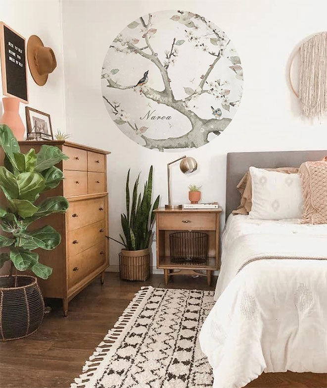 Vinilo Adhesivo Circular Almendro en flor III – Vinilo Decorativo de Pared Personalizable
