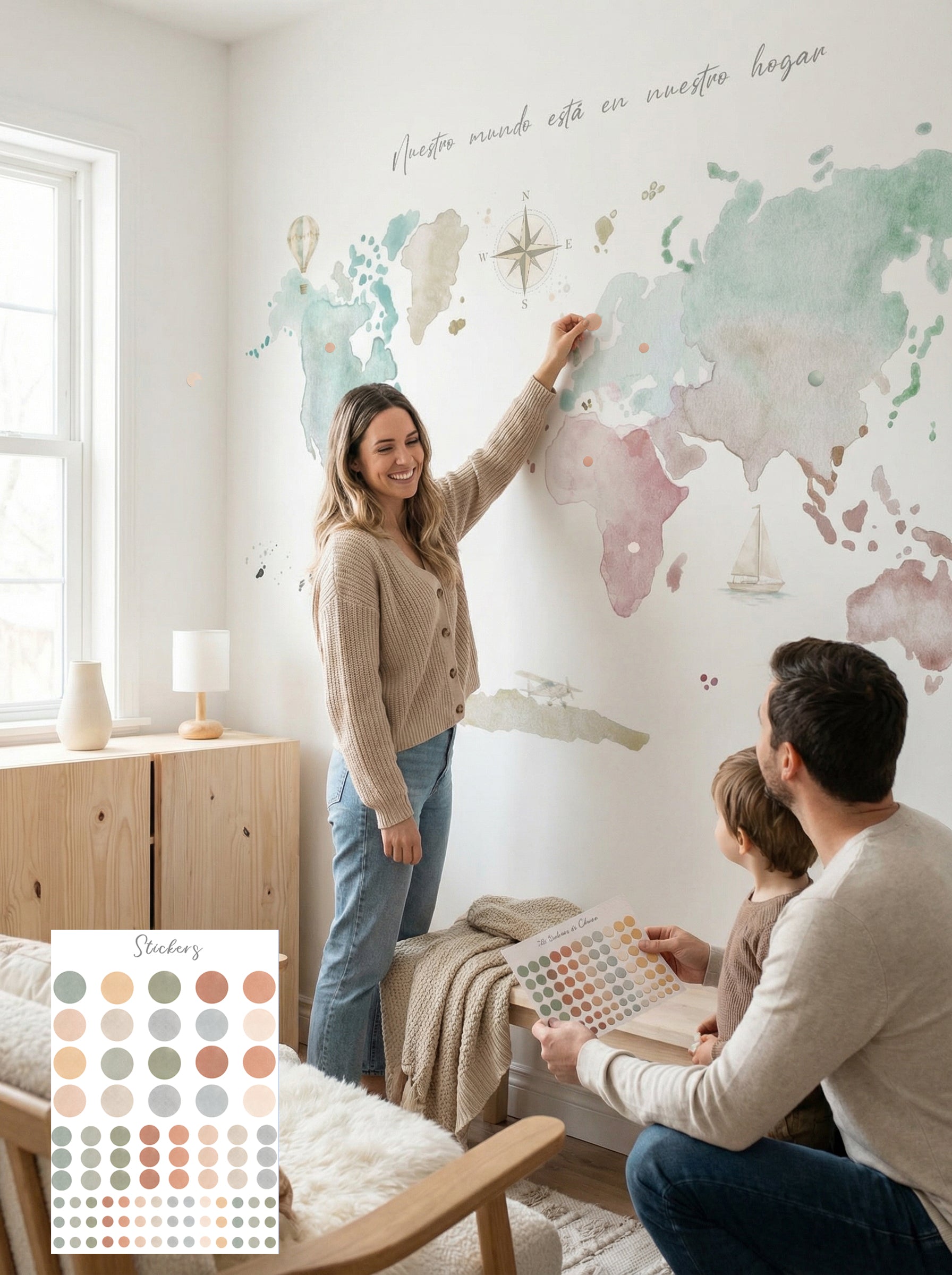Mural de papel pintado - Mapa Mundi Colors II