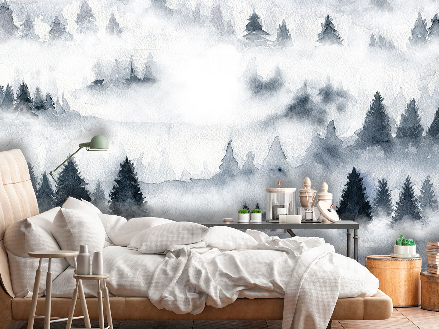 Mural de papel pintado - Niebla en el bosque
