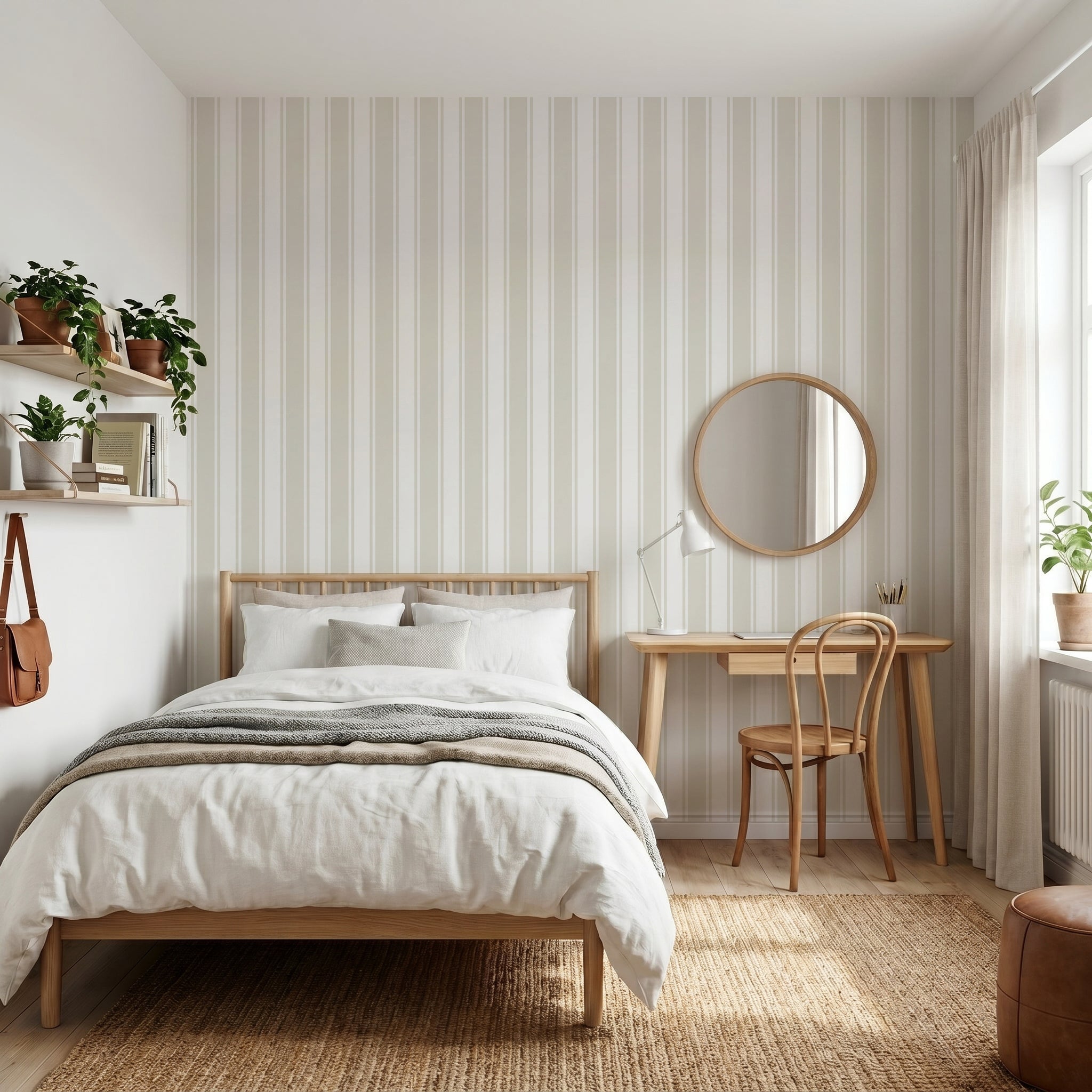 Papel pintado - Rayas beige
