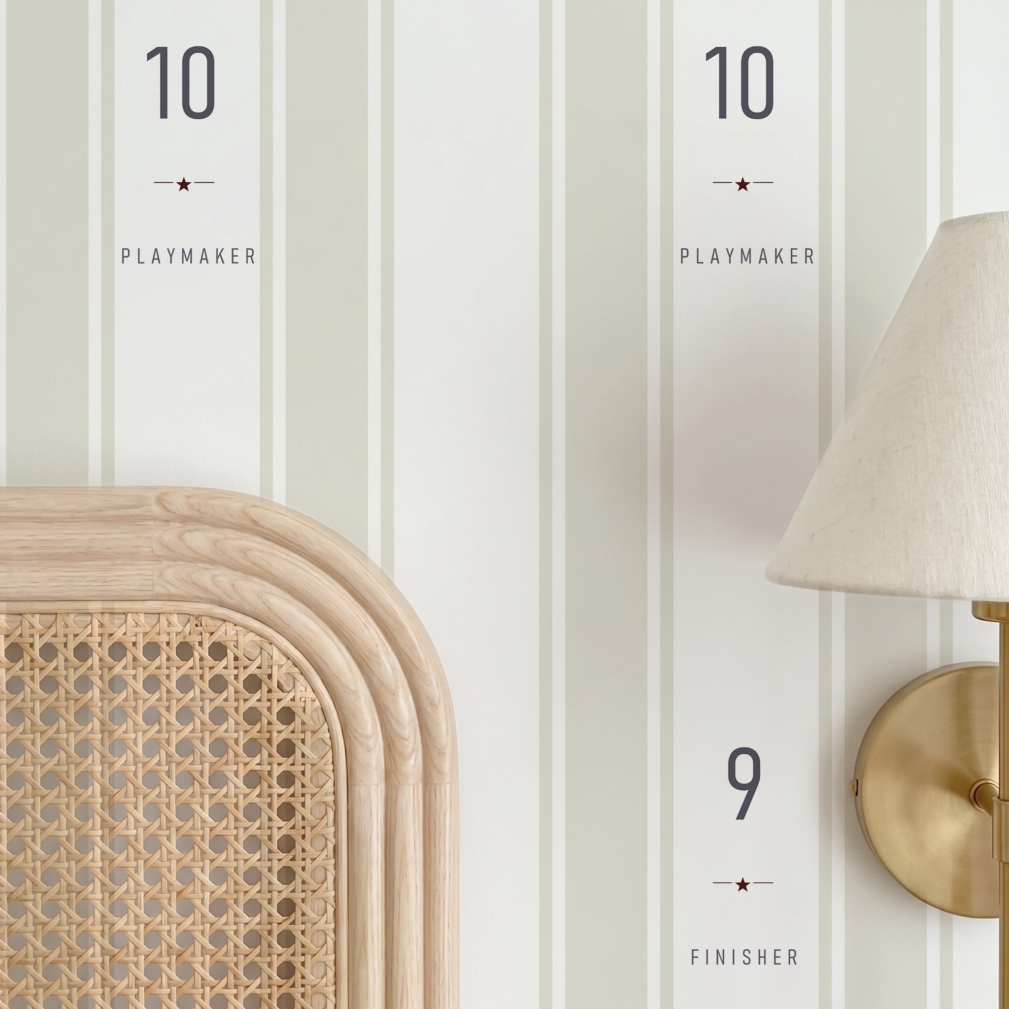 Papel pintado - Rayas beige futbol