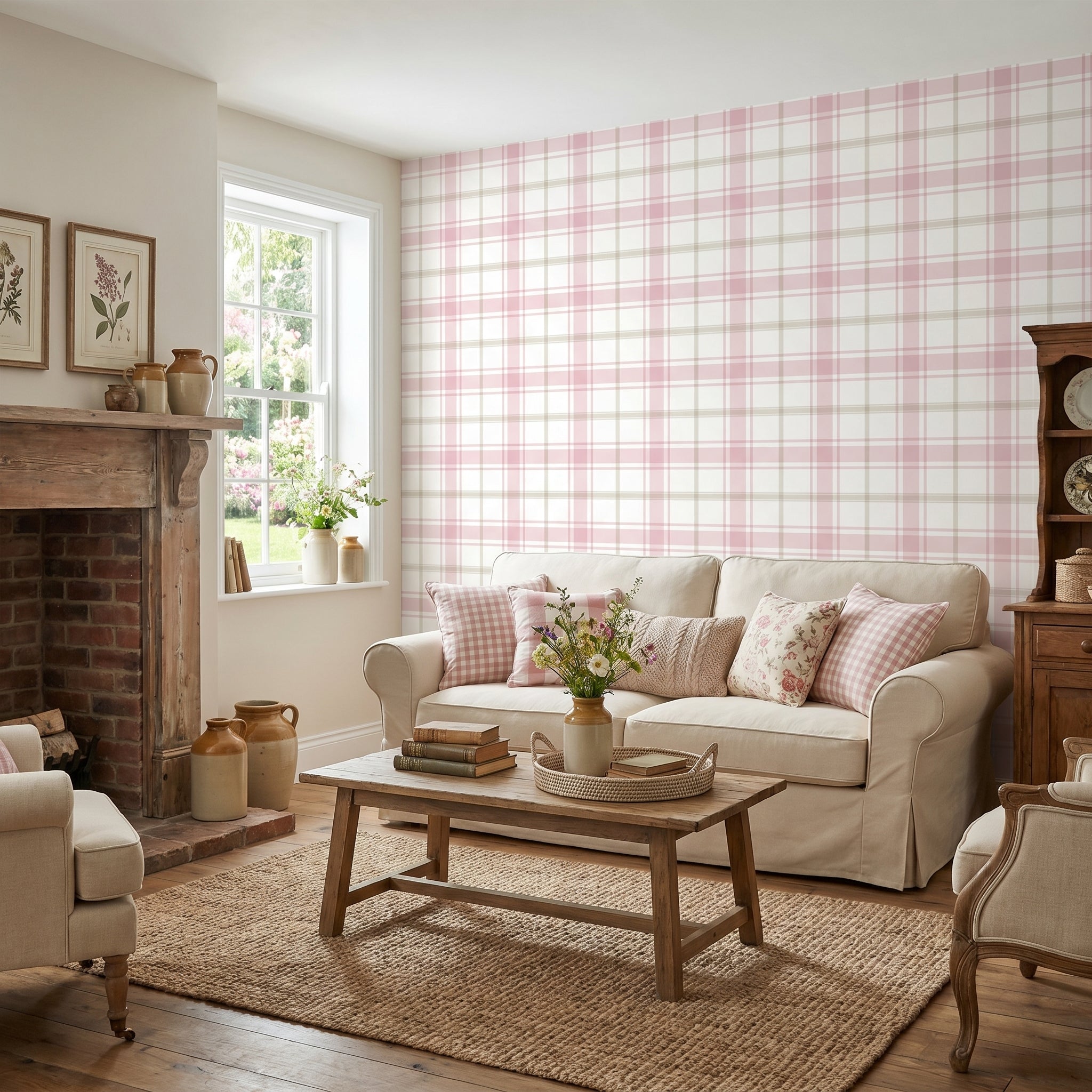 Papel pintado - Cuadros Rosa y Beige
