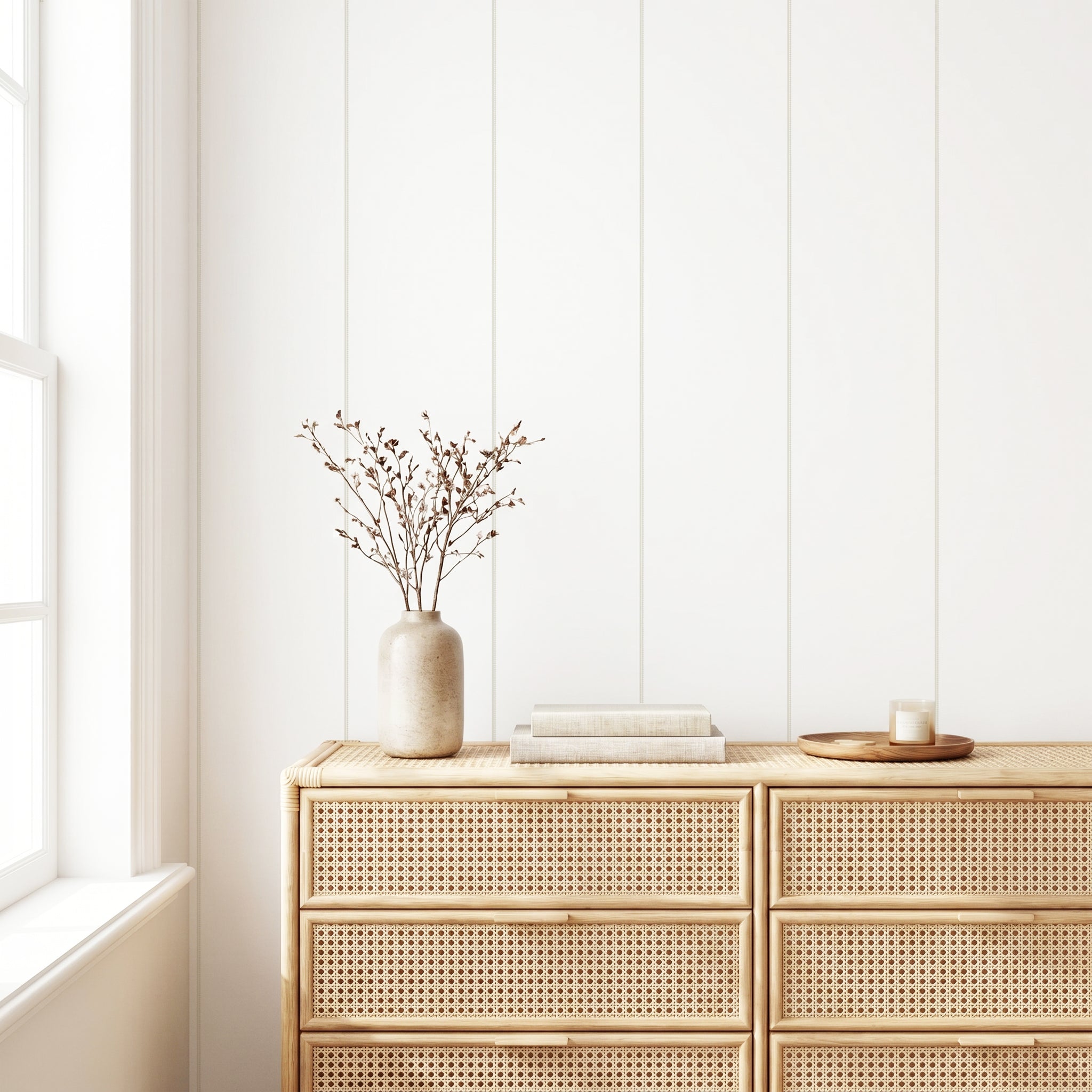 Papel pintado - Rayas y topitos beige