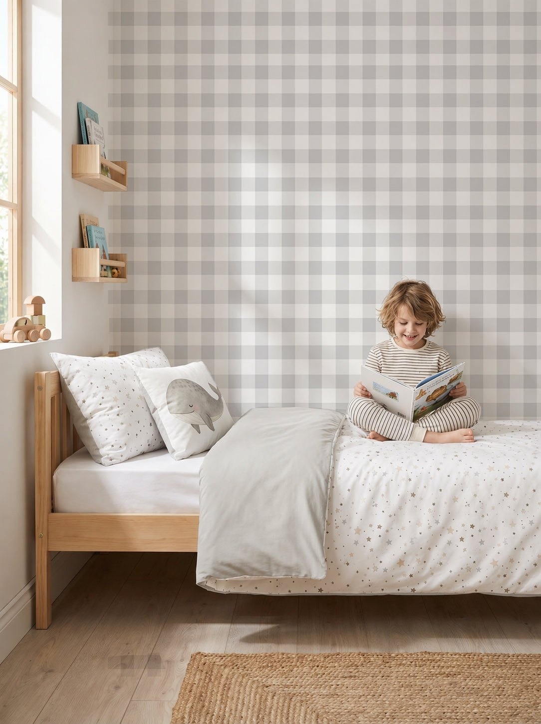 Papel pintado - Cuadro Vichy Gris