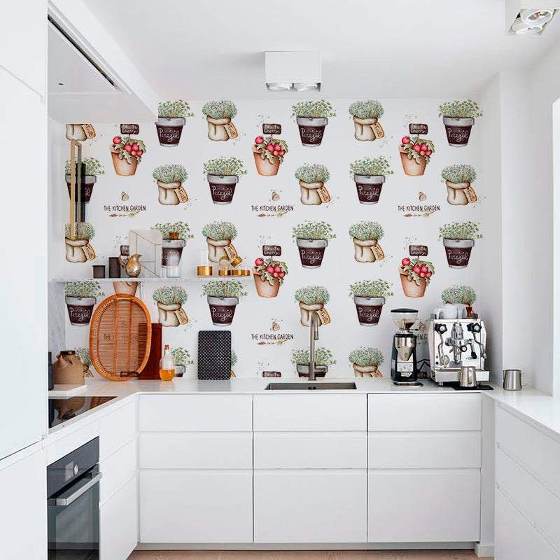 Papel pintado - Hierbas Aromáticas en Macetas