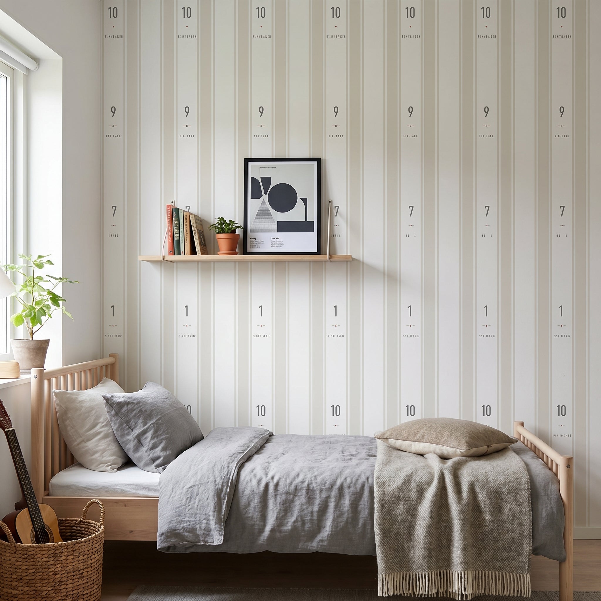 Papel pintado - Rayas beige futbol
