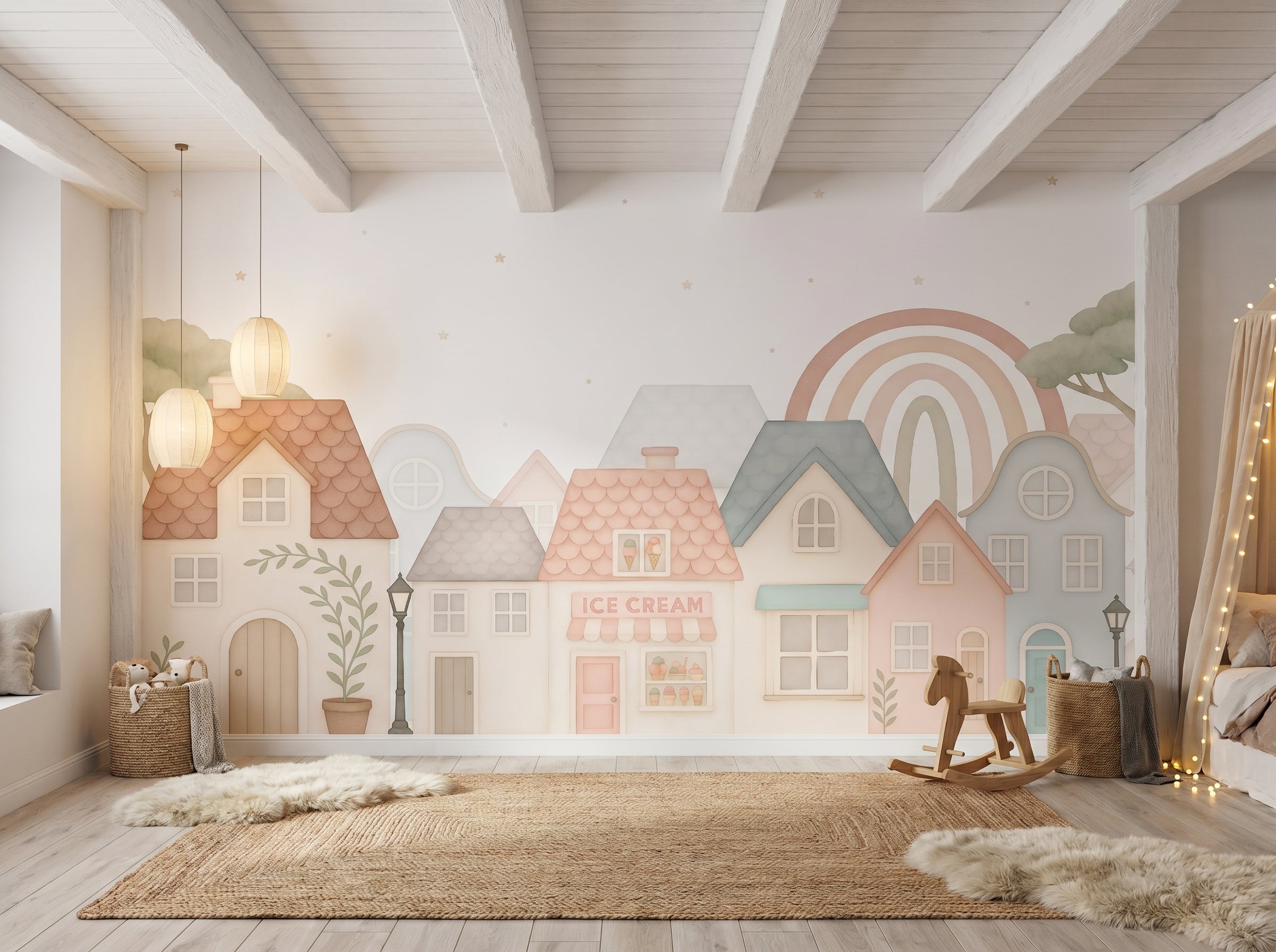 Mural de papel pintado - CASITAS EN PUEBLO MÁGICO