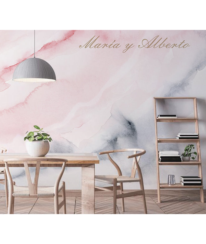 Mural de papel pintado - Abstracto III Color rosa y gris