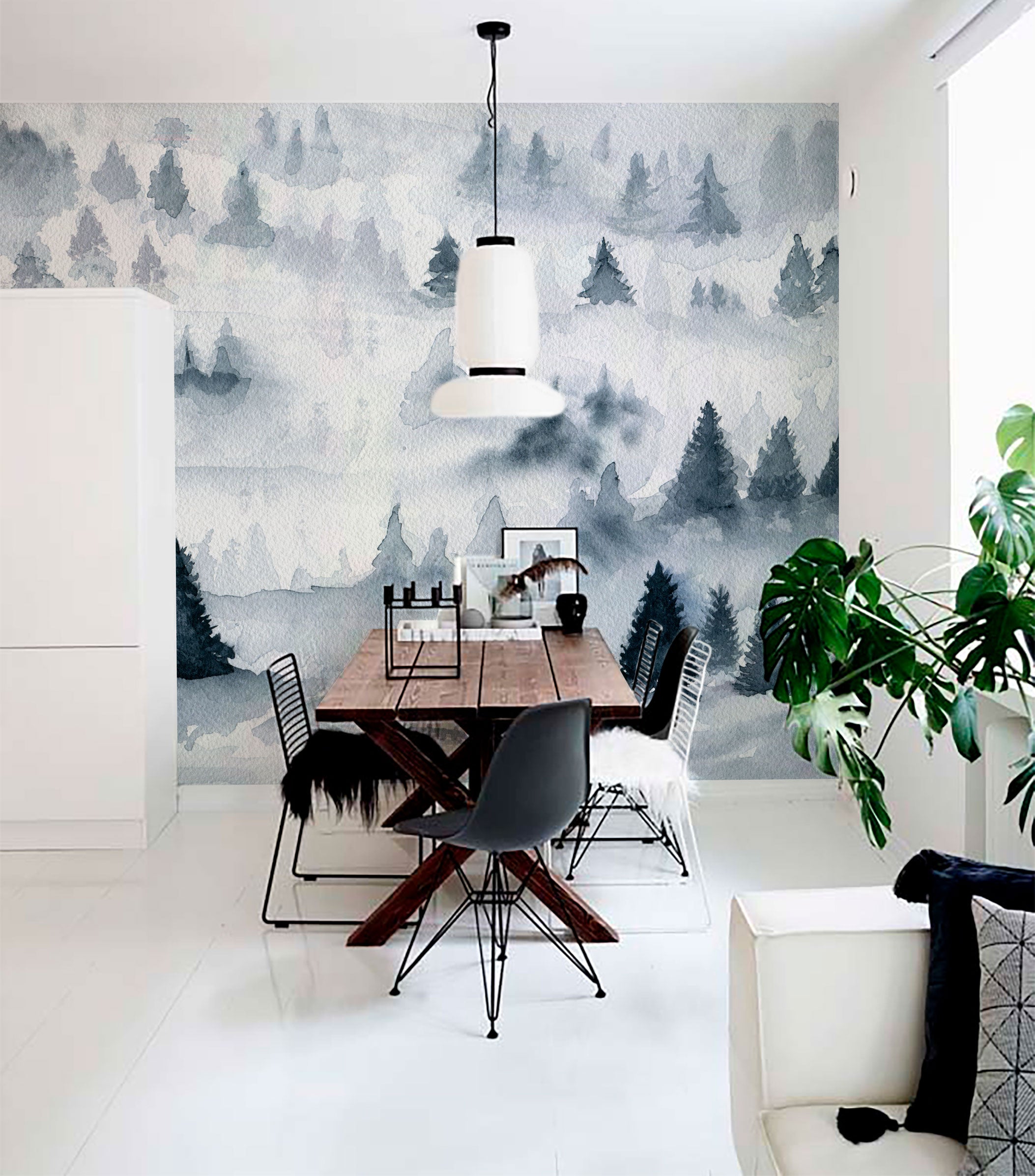 Mural de papel pintado - Niebla en el bosque