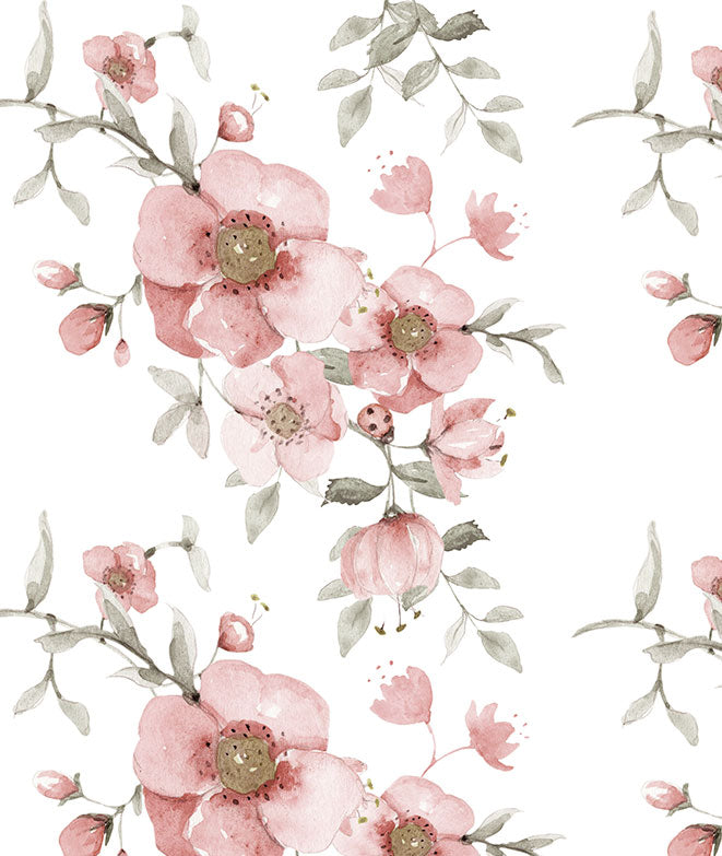 Papel pintado - Flores grandes color rosa
