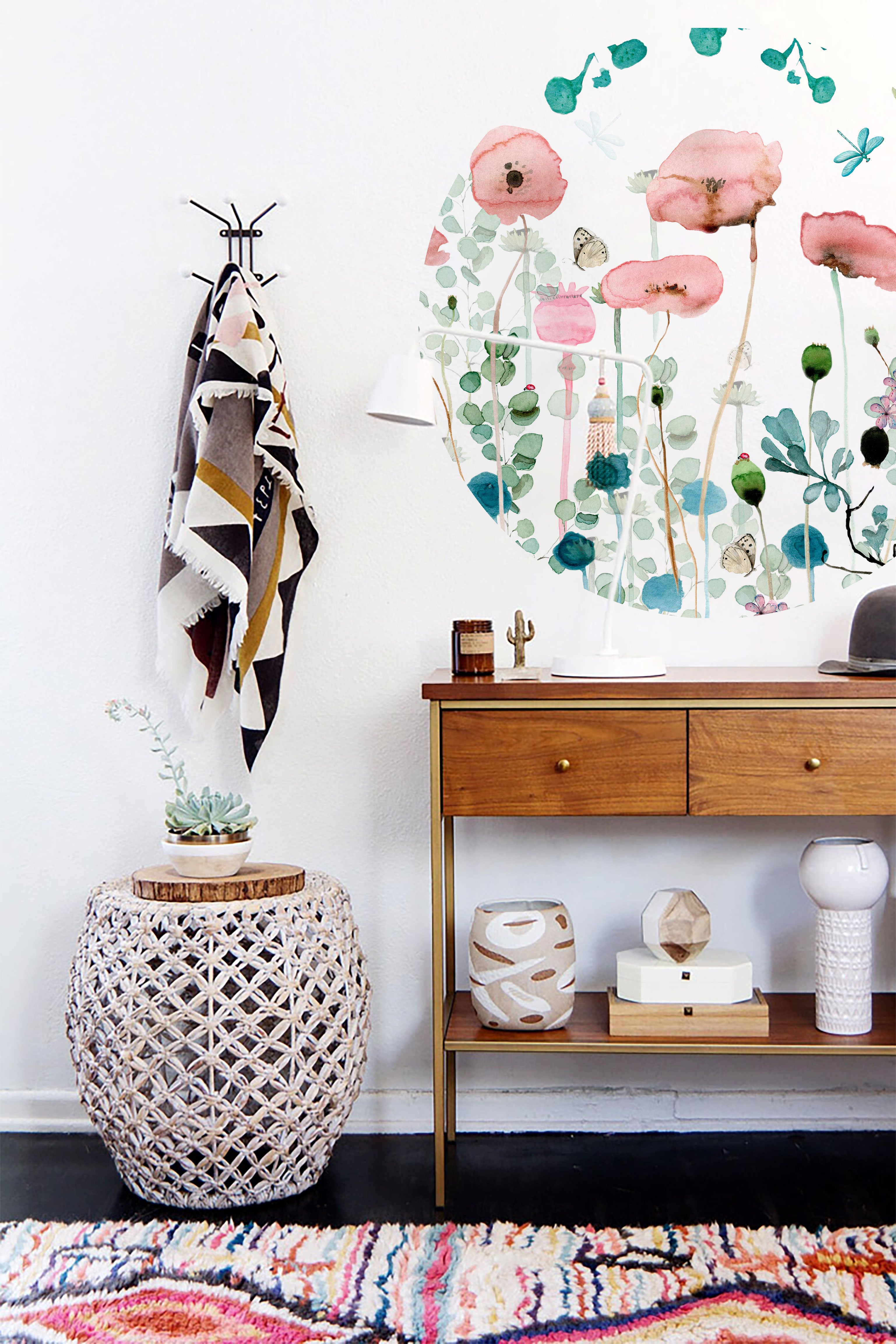 Vinilo Adhesivo Circular Floral – Vinilo Decorativo de Pared Personalizable