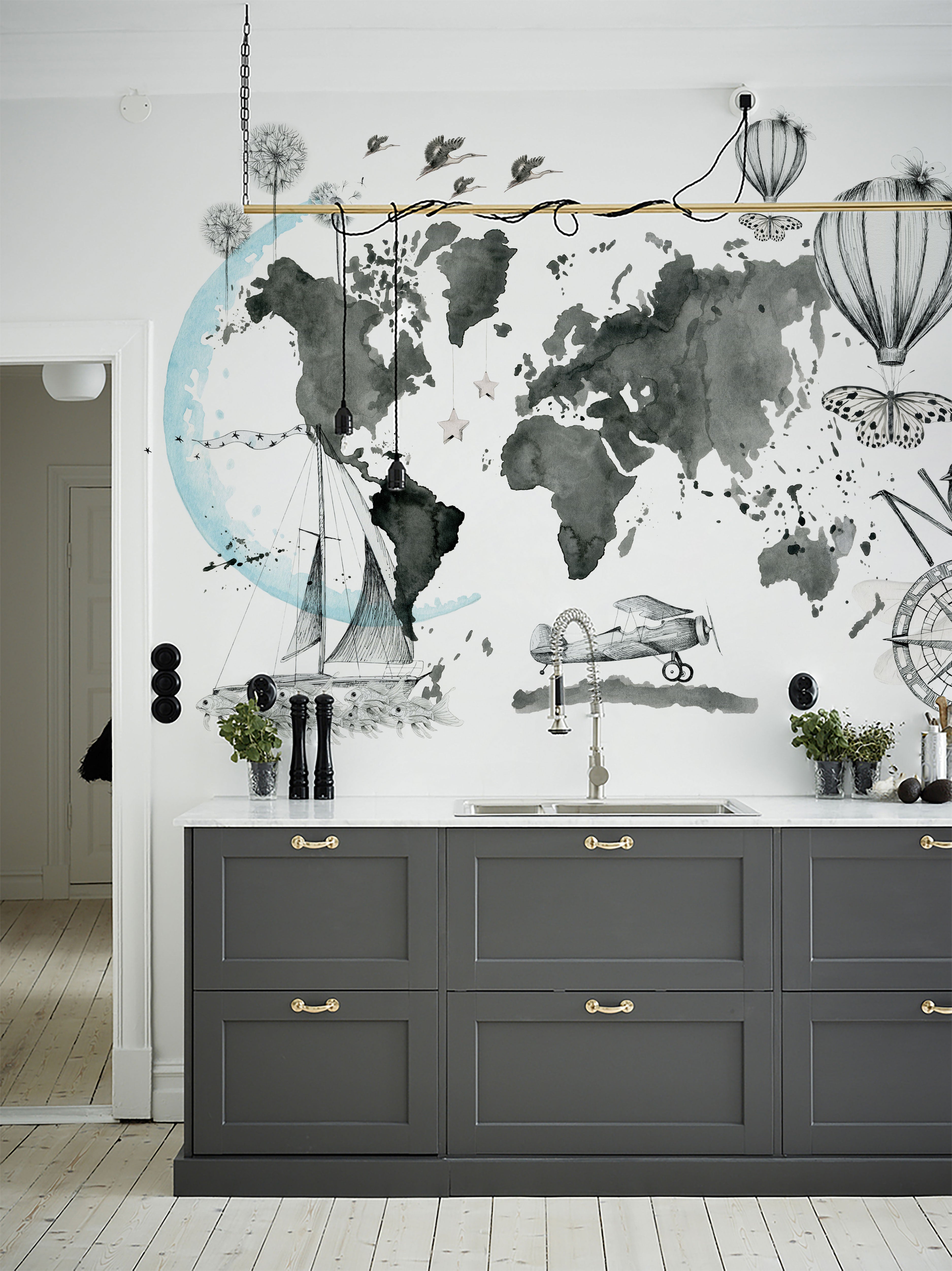 Mural de papel pintado - Mapa Mundi Imagine