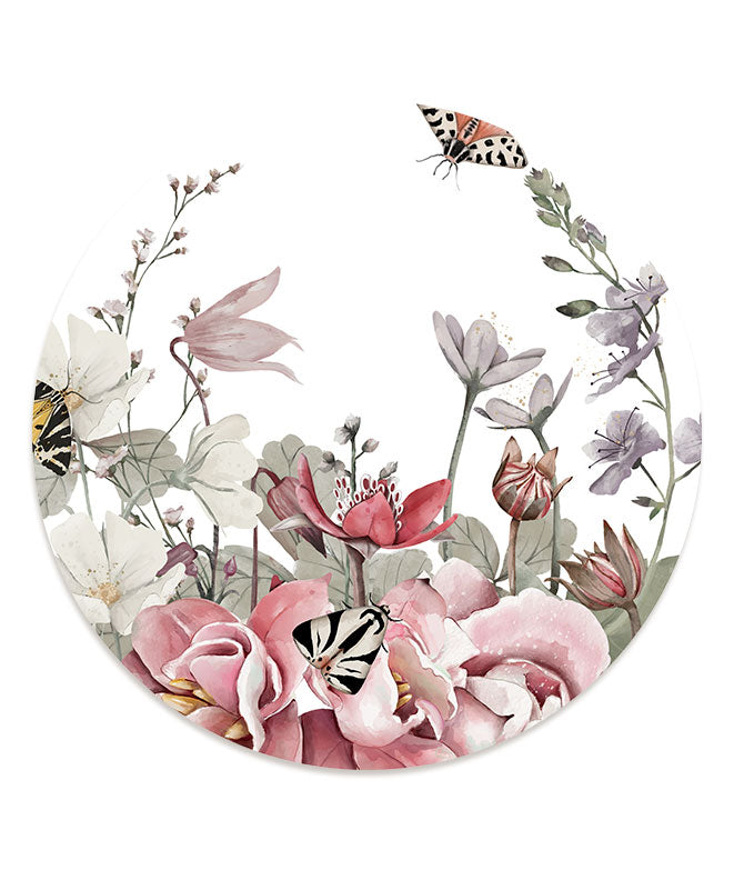Vinilo Adhesivo Circular Flores silvestres – Vinilo Decorativo de Pared Personalizable