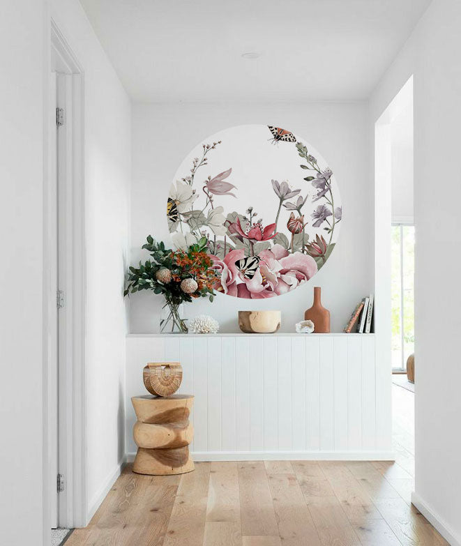 Vinilo Adhesivo Circular Flores silvestres – Vinilo Decorativo de Pared Personalizable