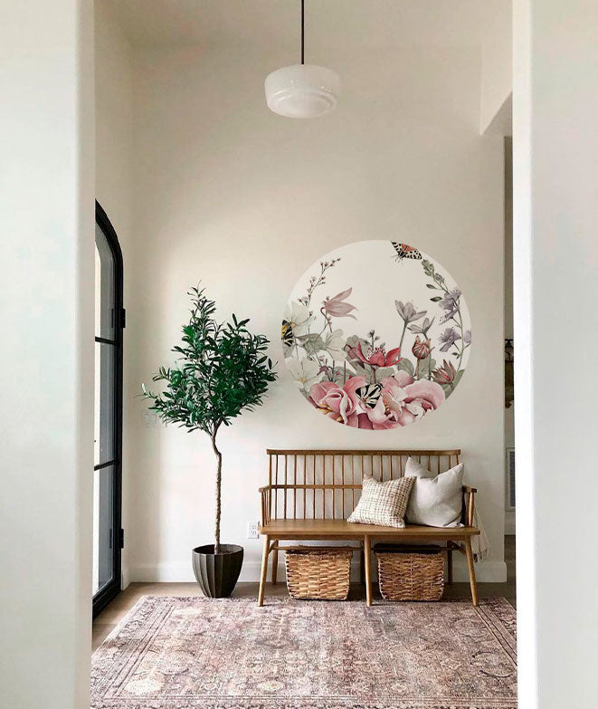 Vinilo Adhesivo Circular Flores silvestres – Vinilo Decorativo de Pared Personalizable