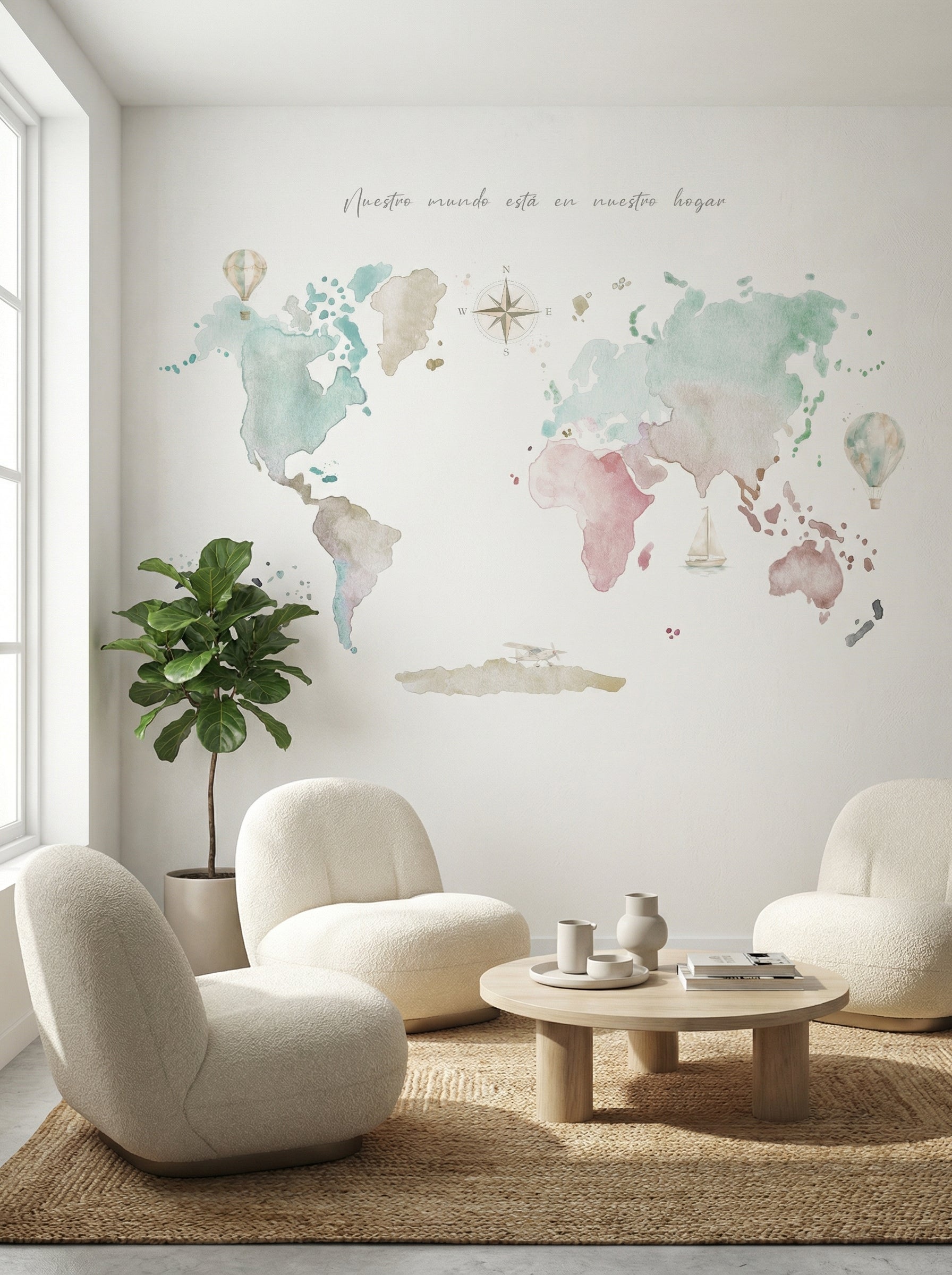 Mural de papel pintado - Mapa Mundi Colors II