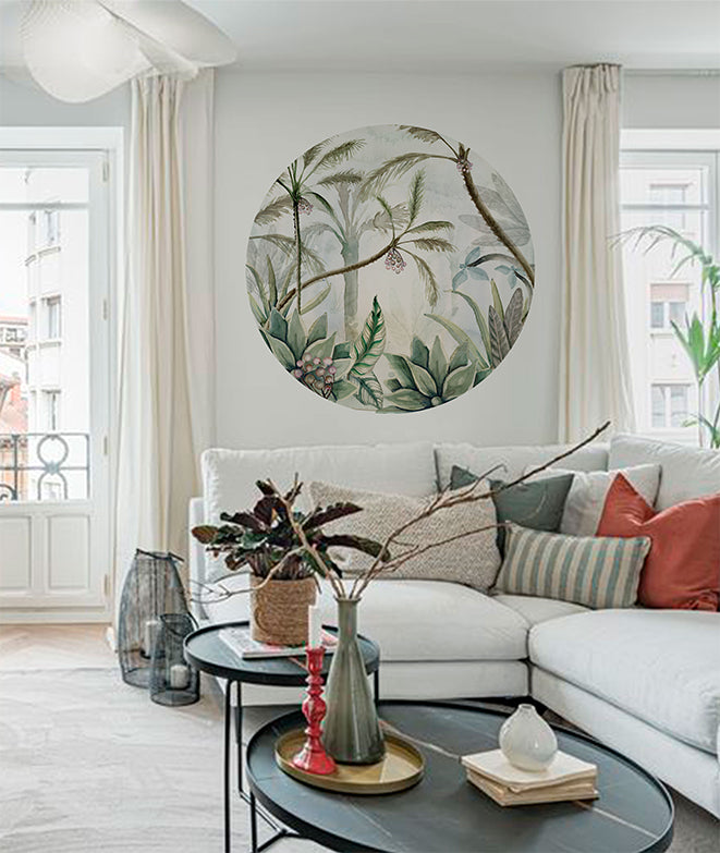 Vinilo Adhesivo Circular Trópico – Vinilo Decorativo de Pared Personalizable