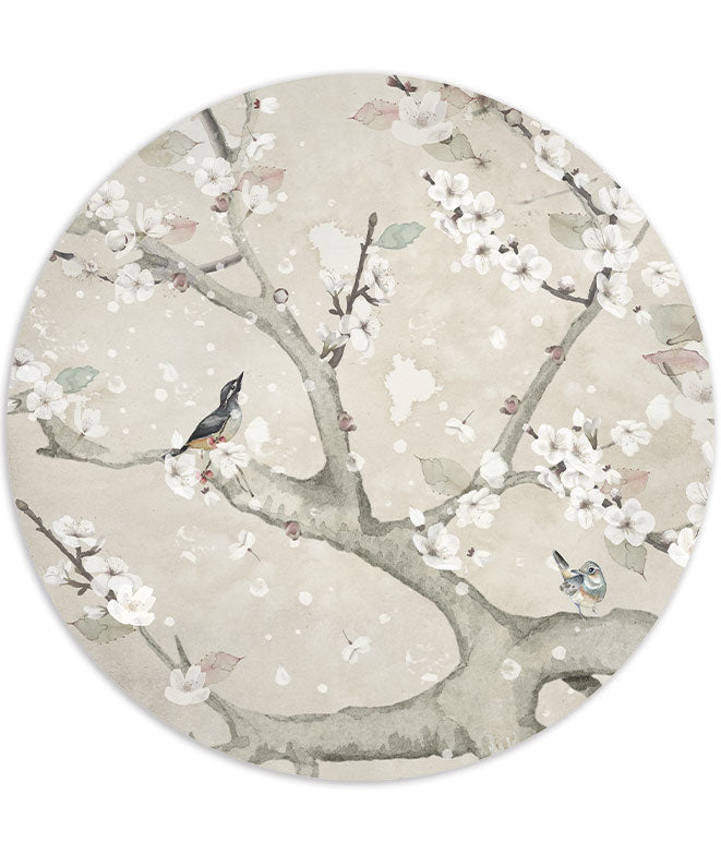 Vinilo Adhesivo Circular Almendro en flor I – Vinilo Decorativo de Pared Personalizable