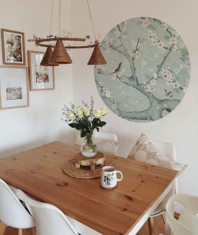 Vinilo Adhesivo Circular Almendro en flor II – Vinilo Decorativo de Pared Personalizable