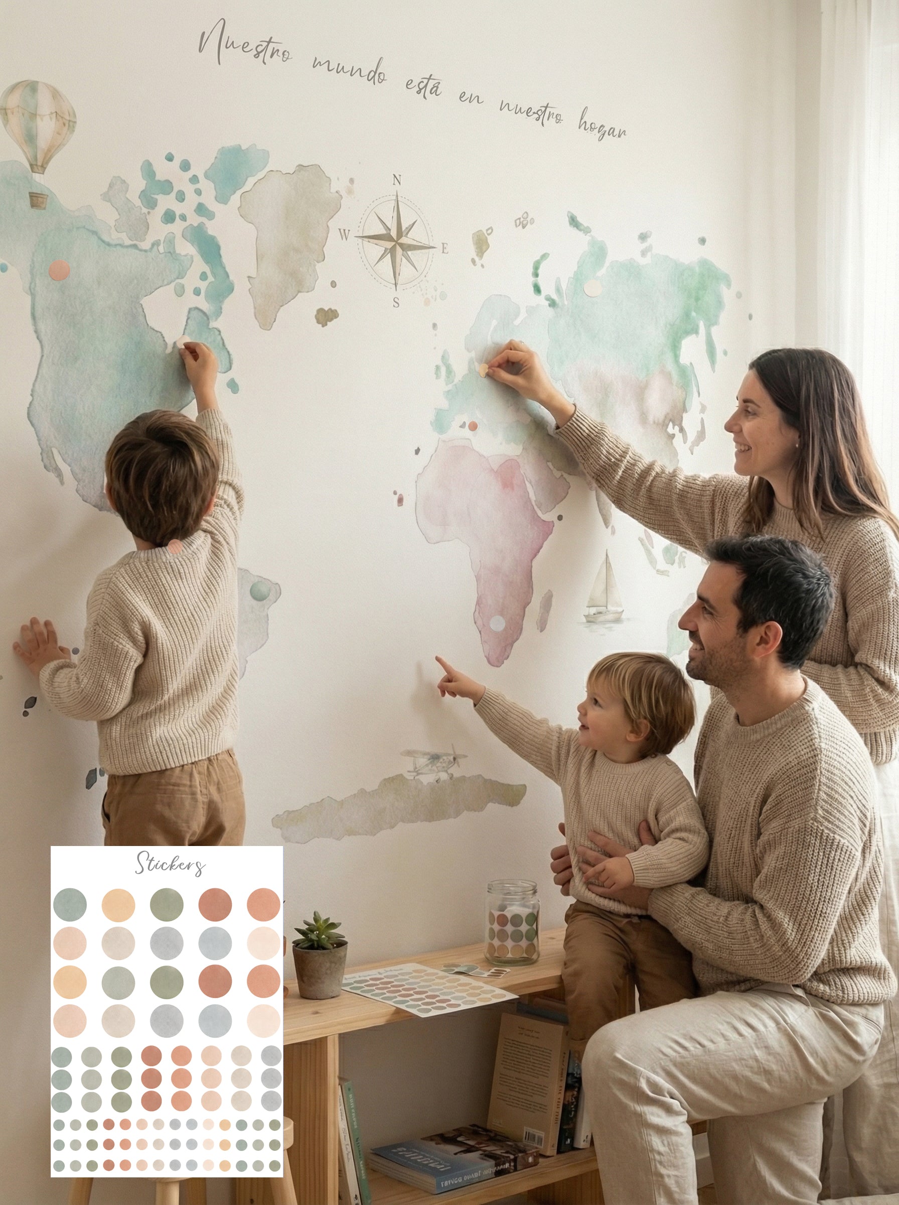 Mural de papel pintado - Mapa Mundi Colors II