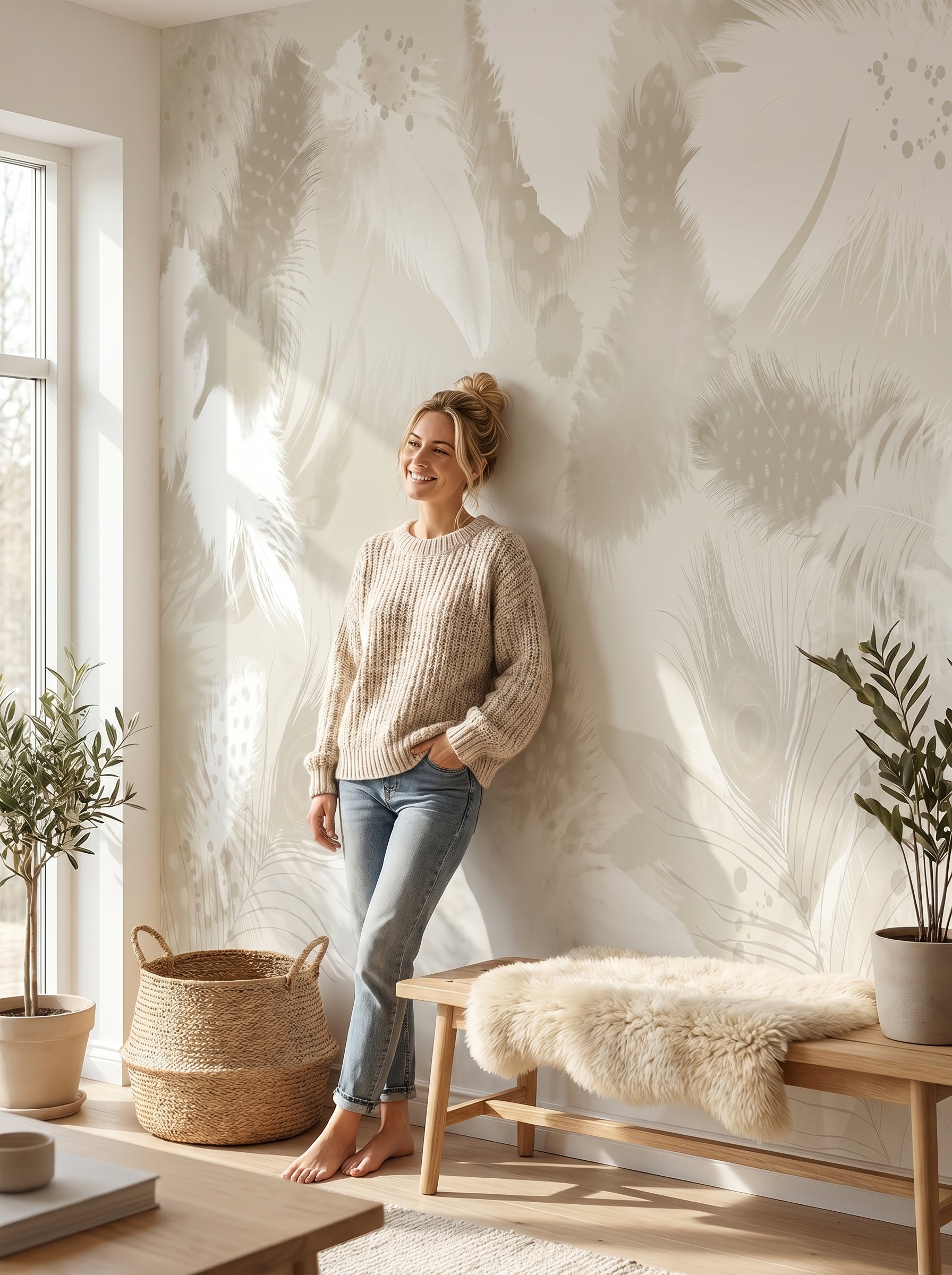 Mural de papel pintado - Plumas