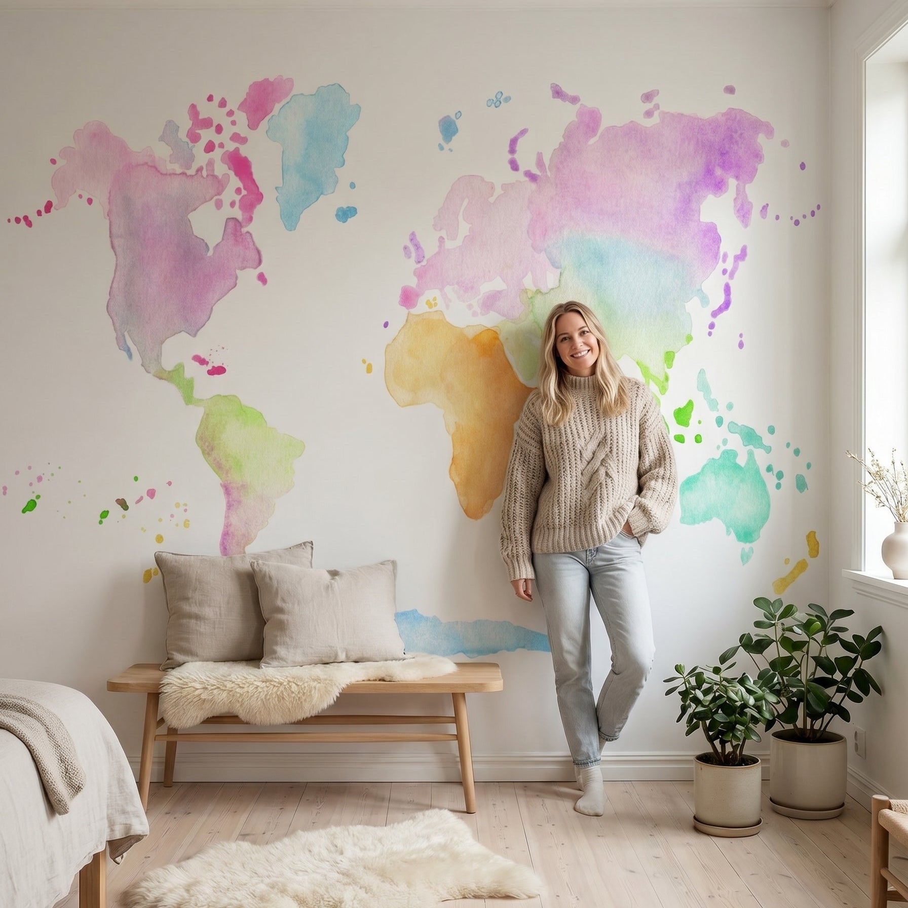 Mural de papel pintado - Mapa Mundi Colors III