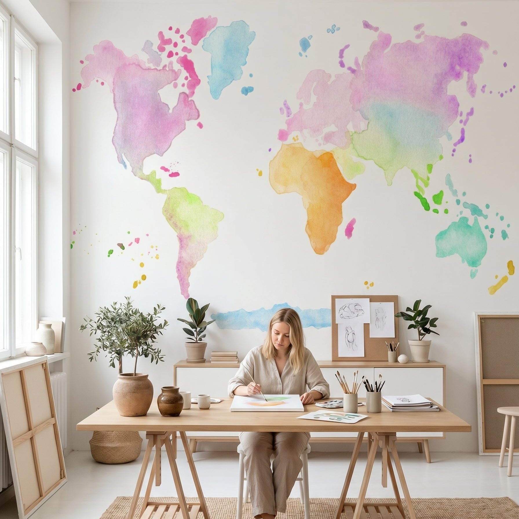 Mural de papel pintado - Mapa Mundi Colors III