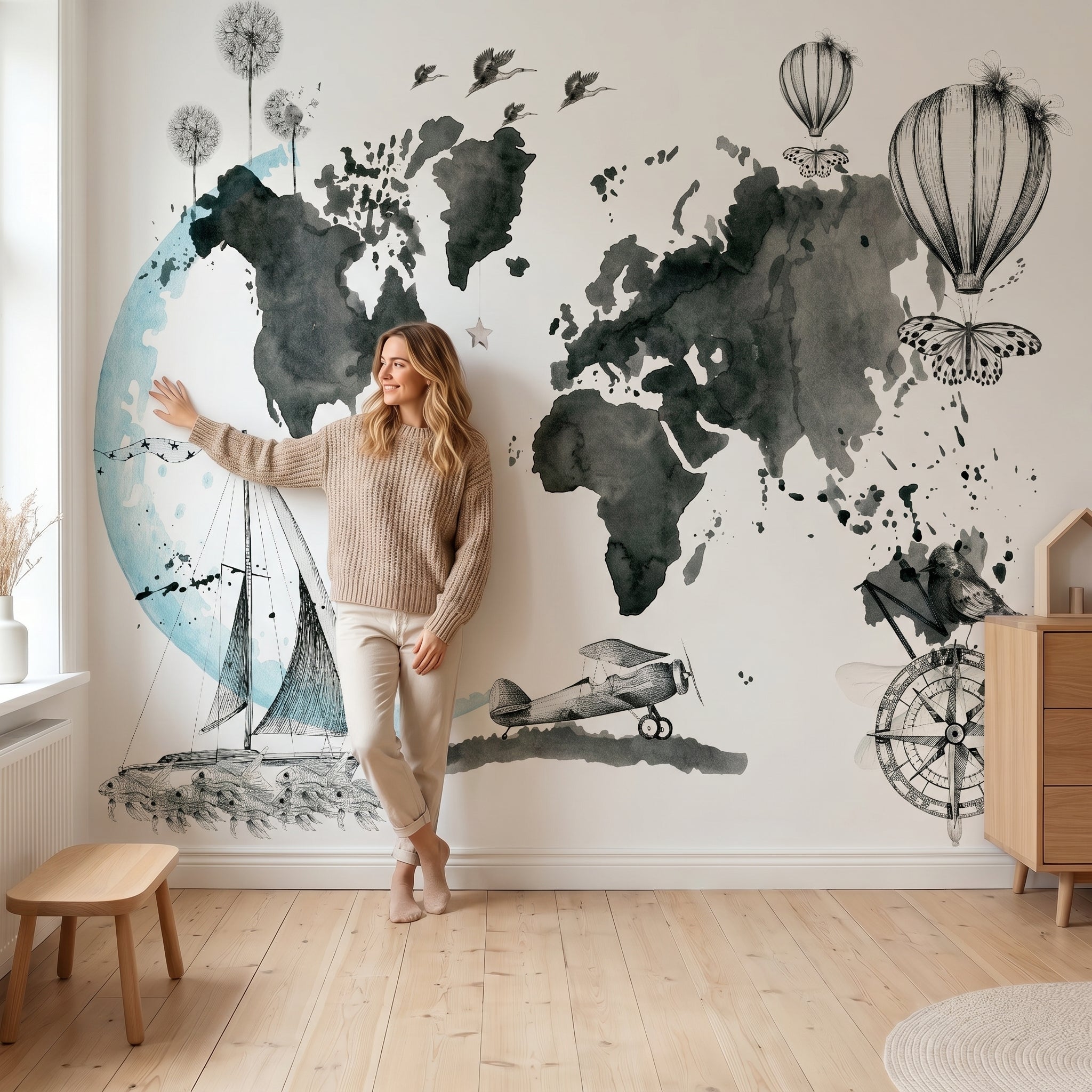 Mural de papel pintado - Mapa Mundi Imagine