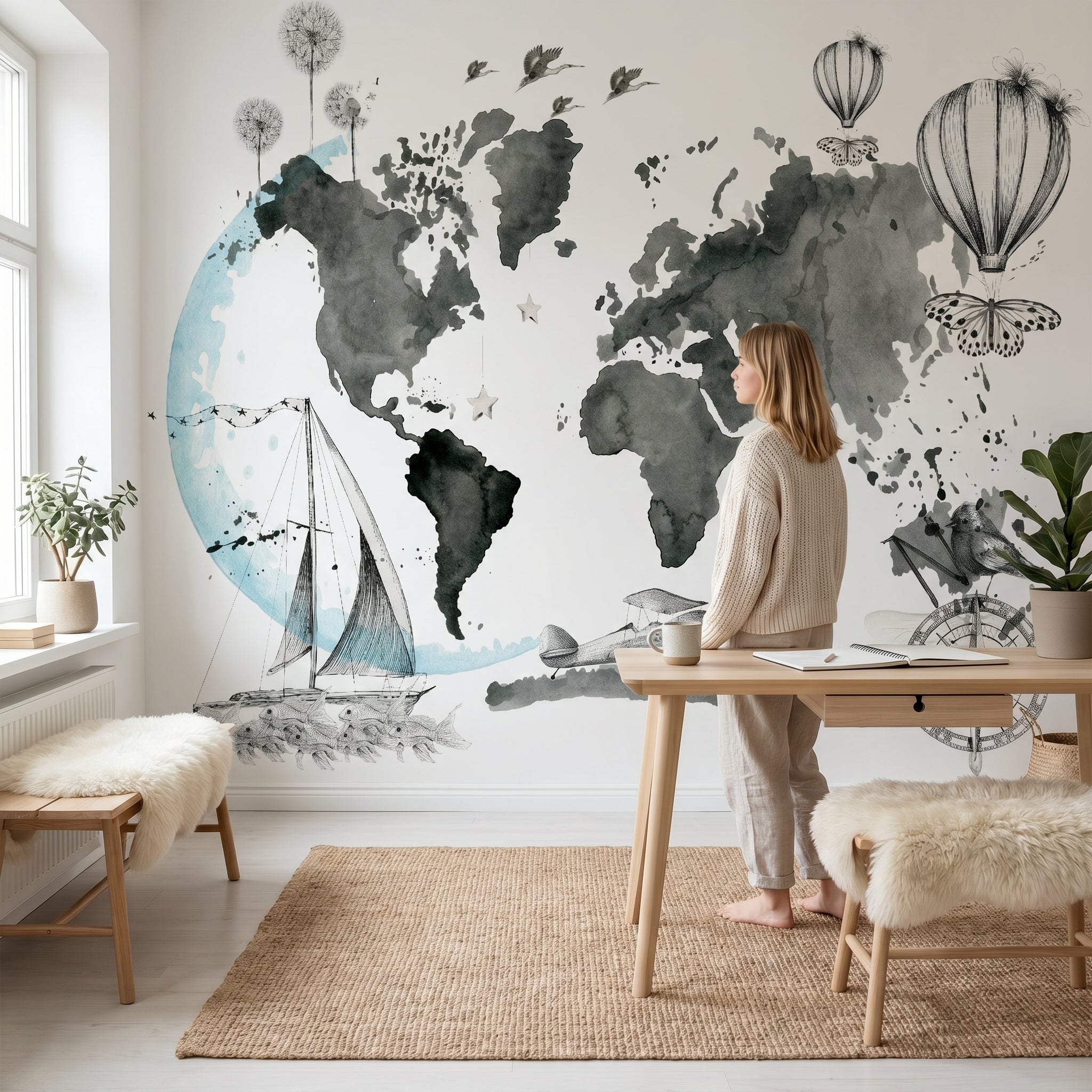Mural de papel pintado - Mapa Mundi Imagine