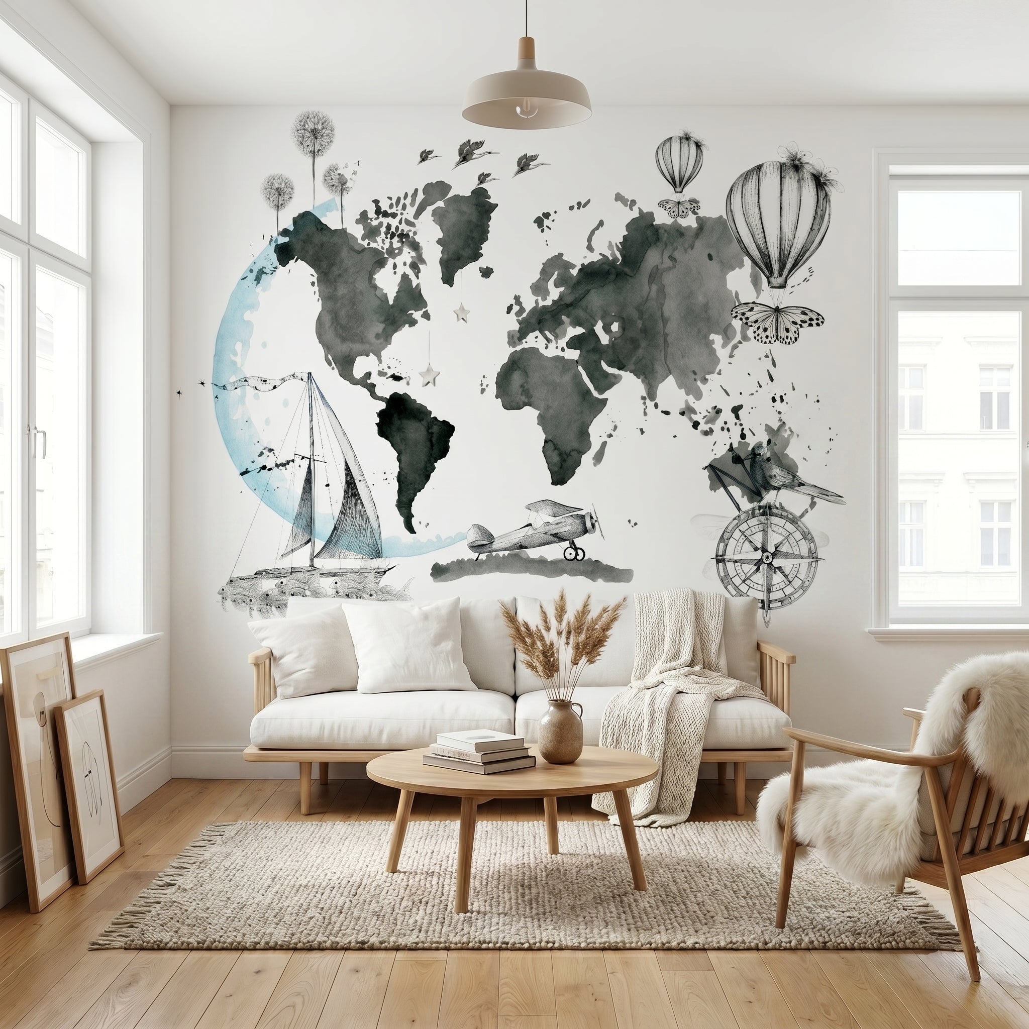 Mural de papel pintado - Mapa Mundi Imagine