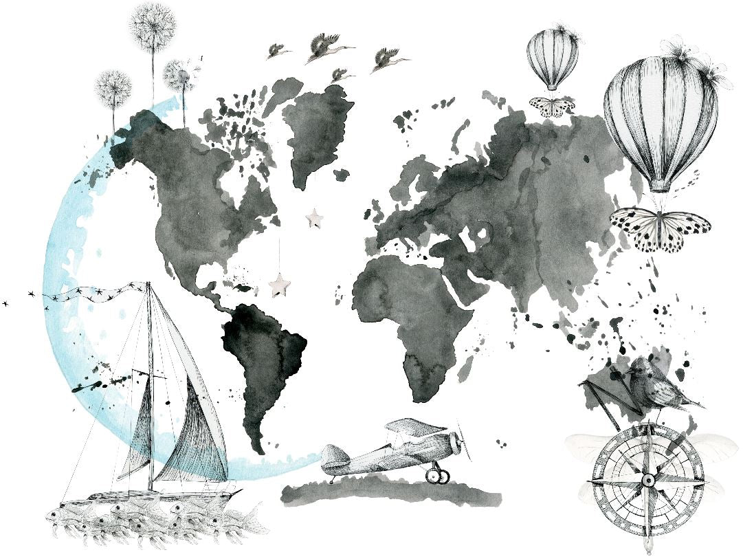 Mural de papel pintado - Mapa Mundi Imagine