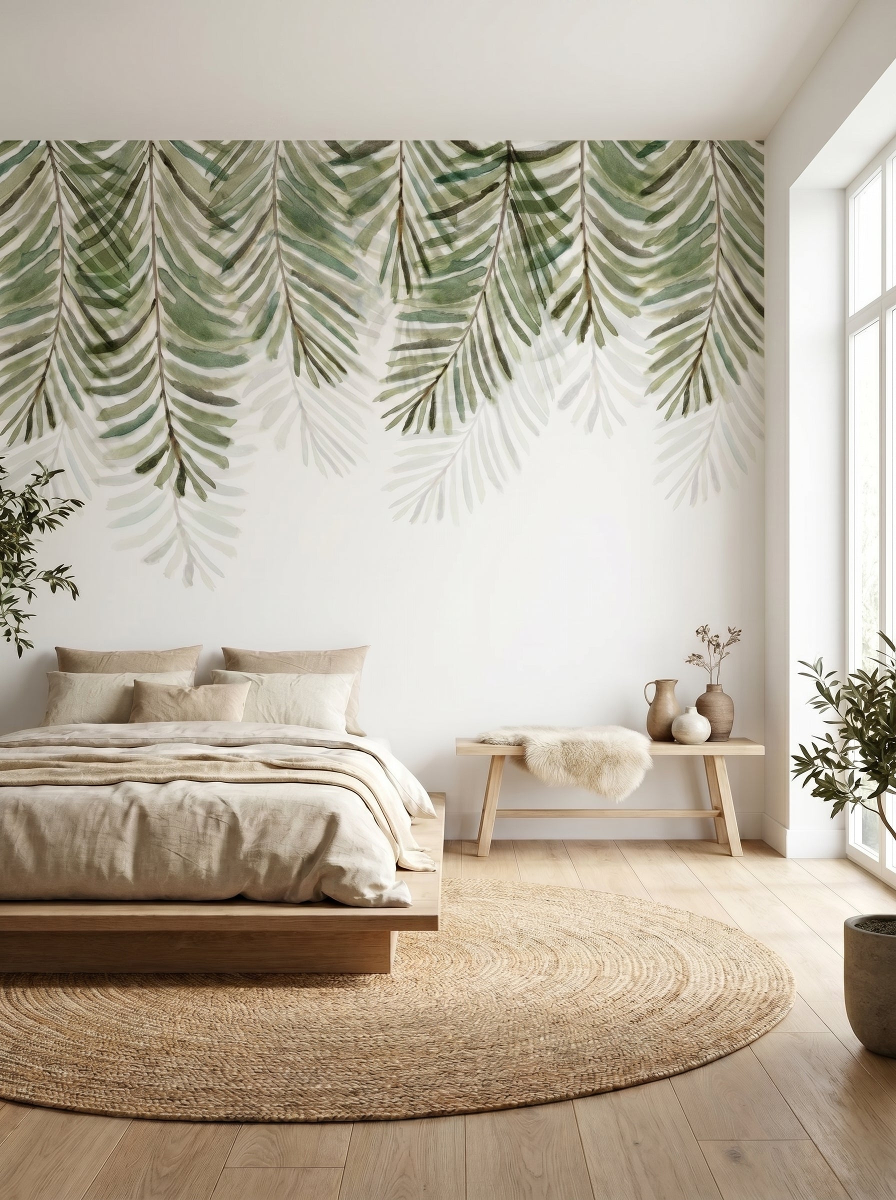 Mural de papel pintado - Hojas botánicas acuarela