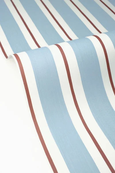 Papel pintado en rollo a rayas azul burdeos