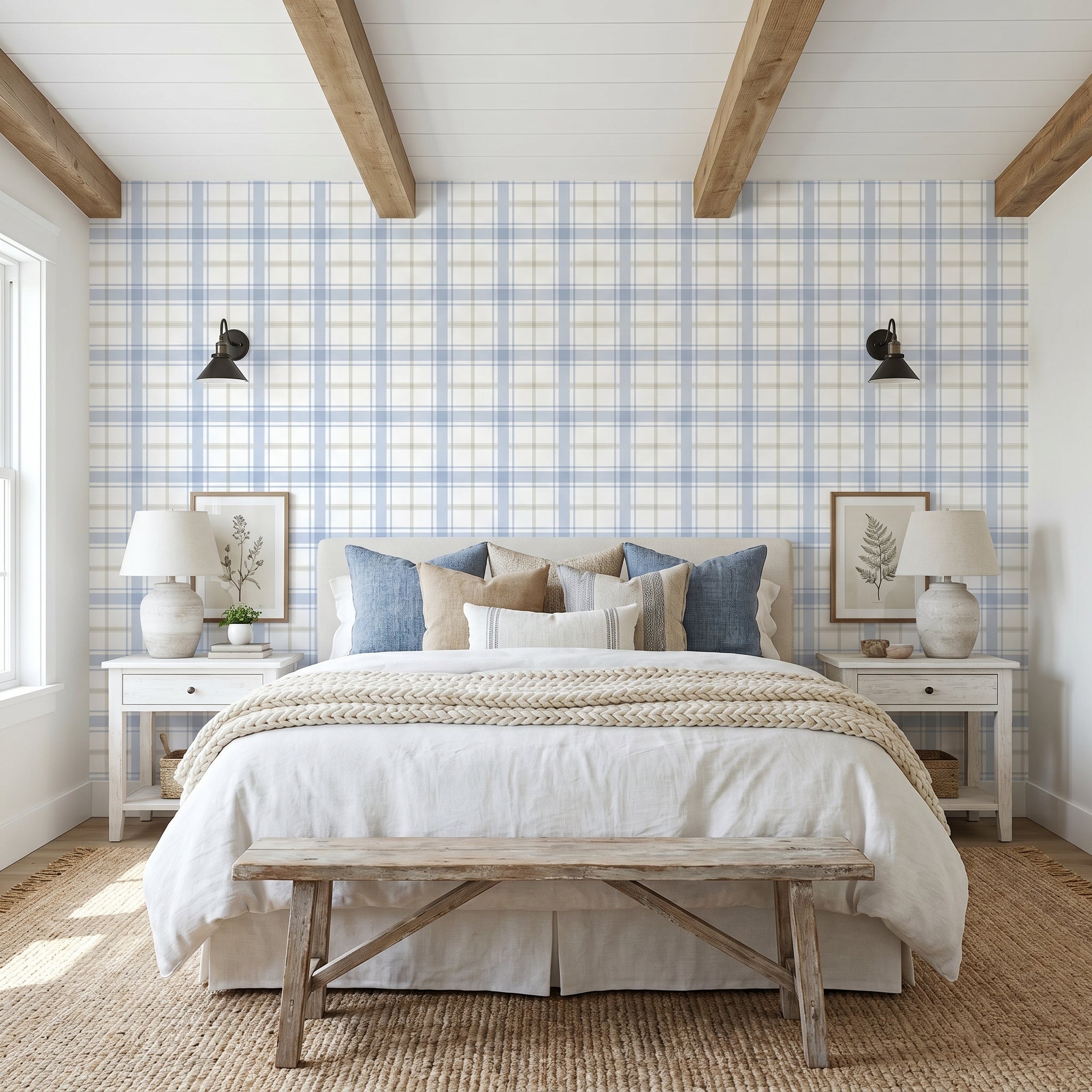 Papel pintado - Cuadros Azul y Beige