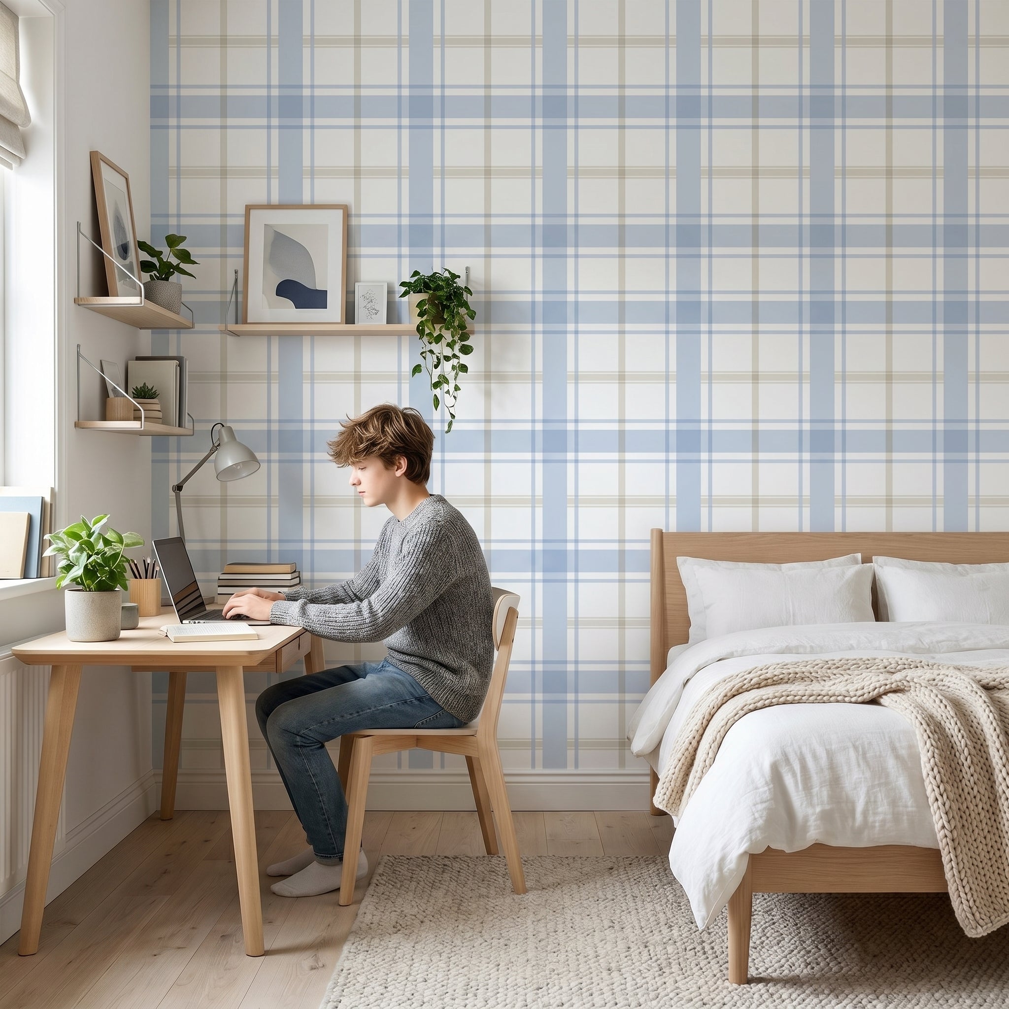 Papel pintado - Cuadros Azul y Beige