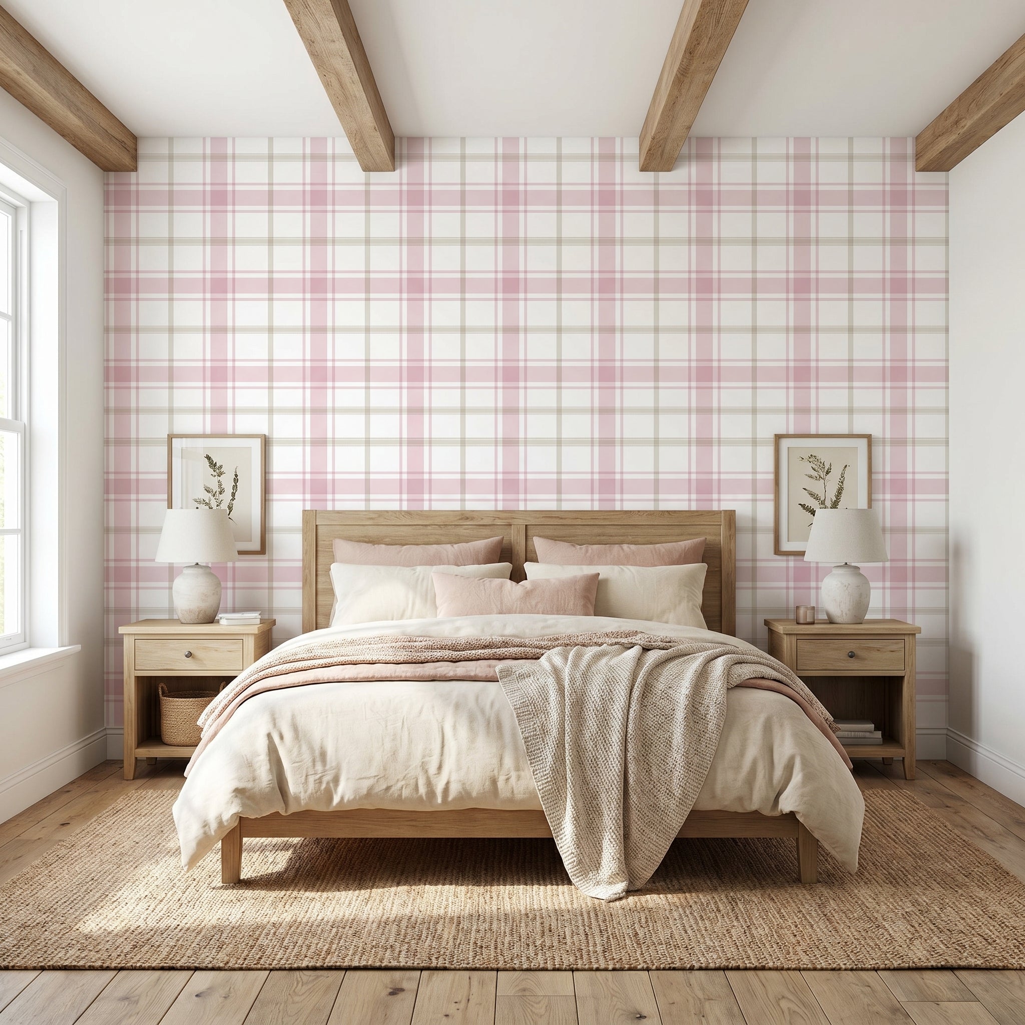 Papel pintado - Cuadros Rosa y Beige