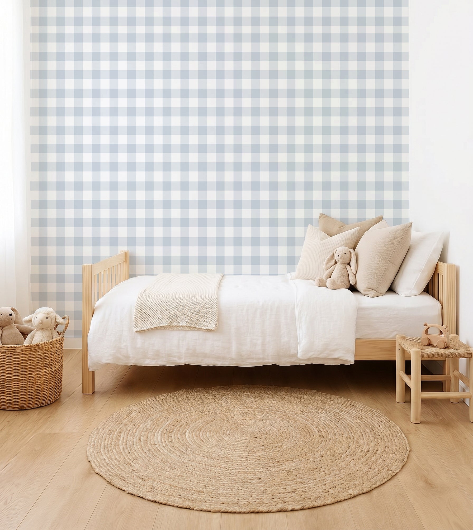 Papel pintado - Cuadro Vichy azul