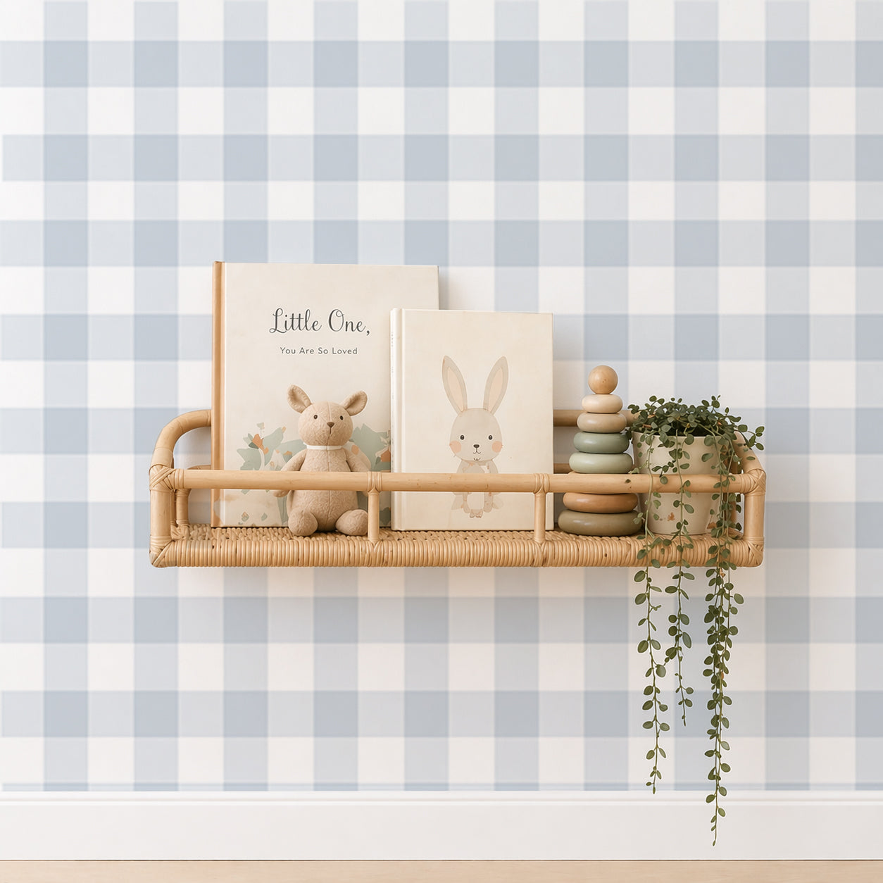 Papel pintado - Cuadro Vichy azul